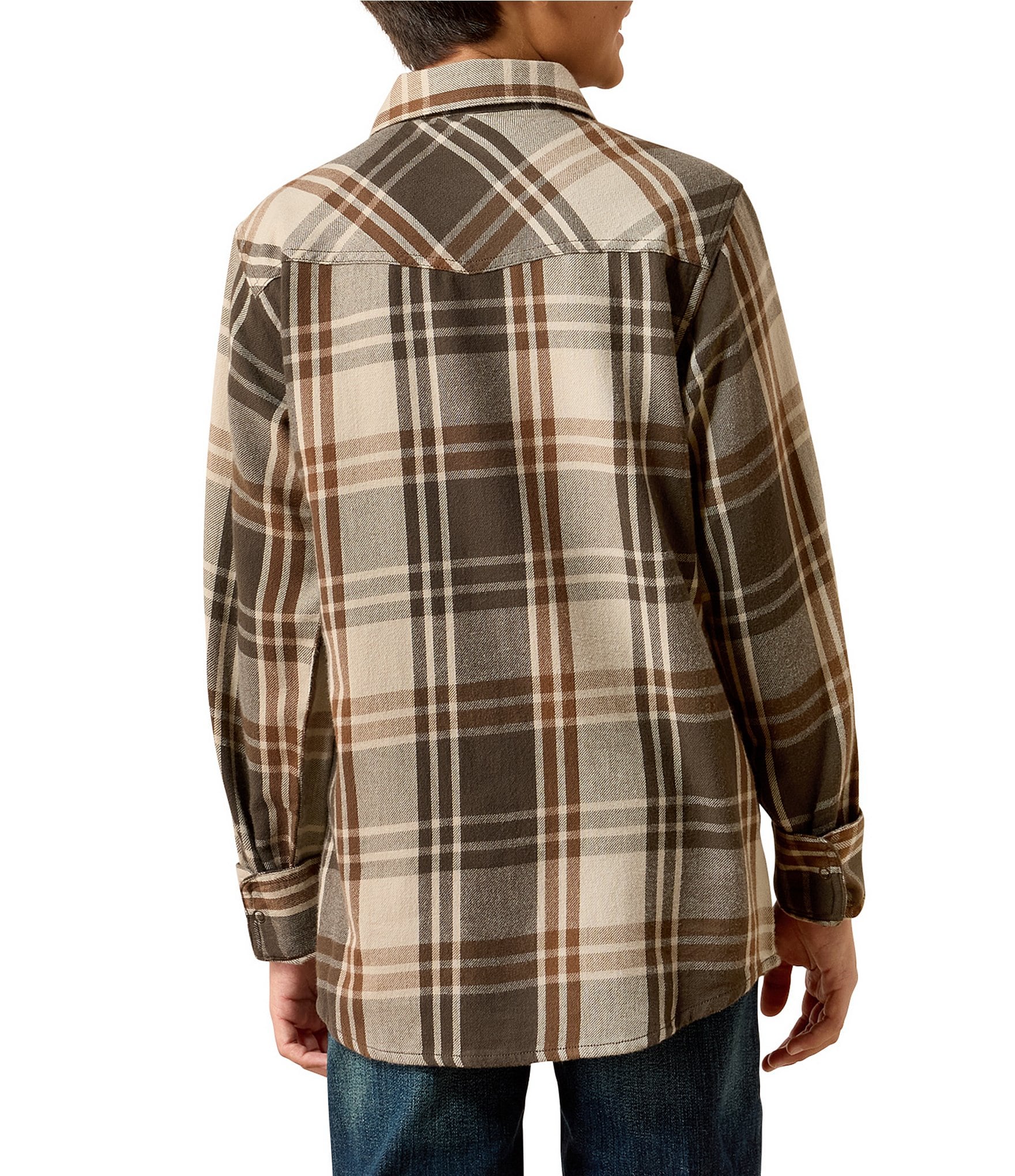 Ariat Big Boys Long Sleeve Retro Howell Plaid Woven Shirt