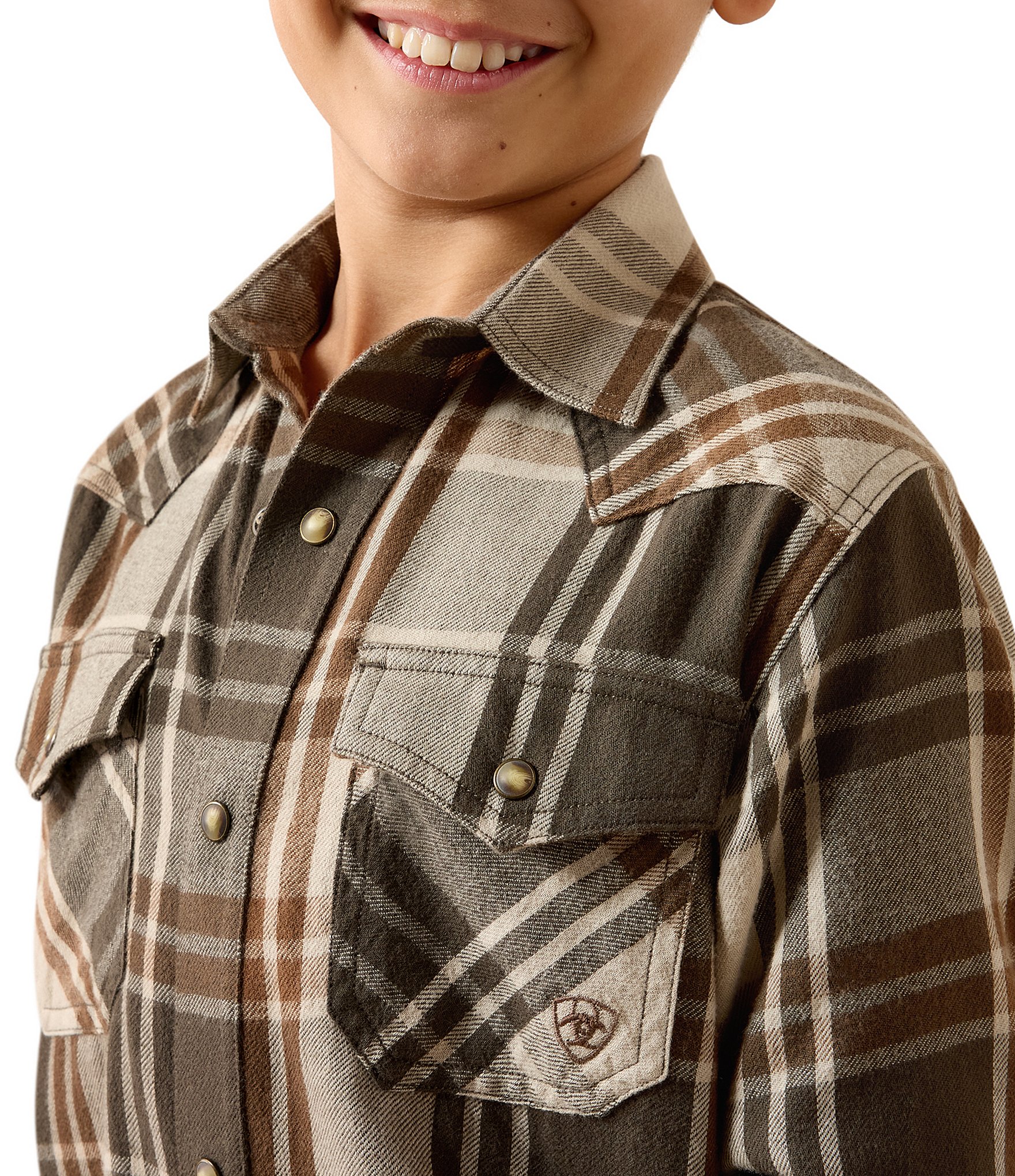 Ariat Big Boys Long Sleeve Retro Howell Plaid Woven Shirt