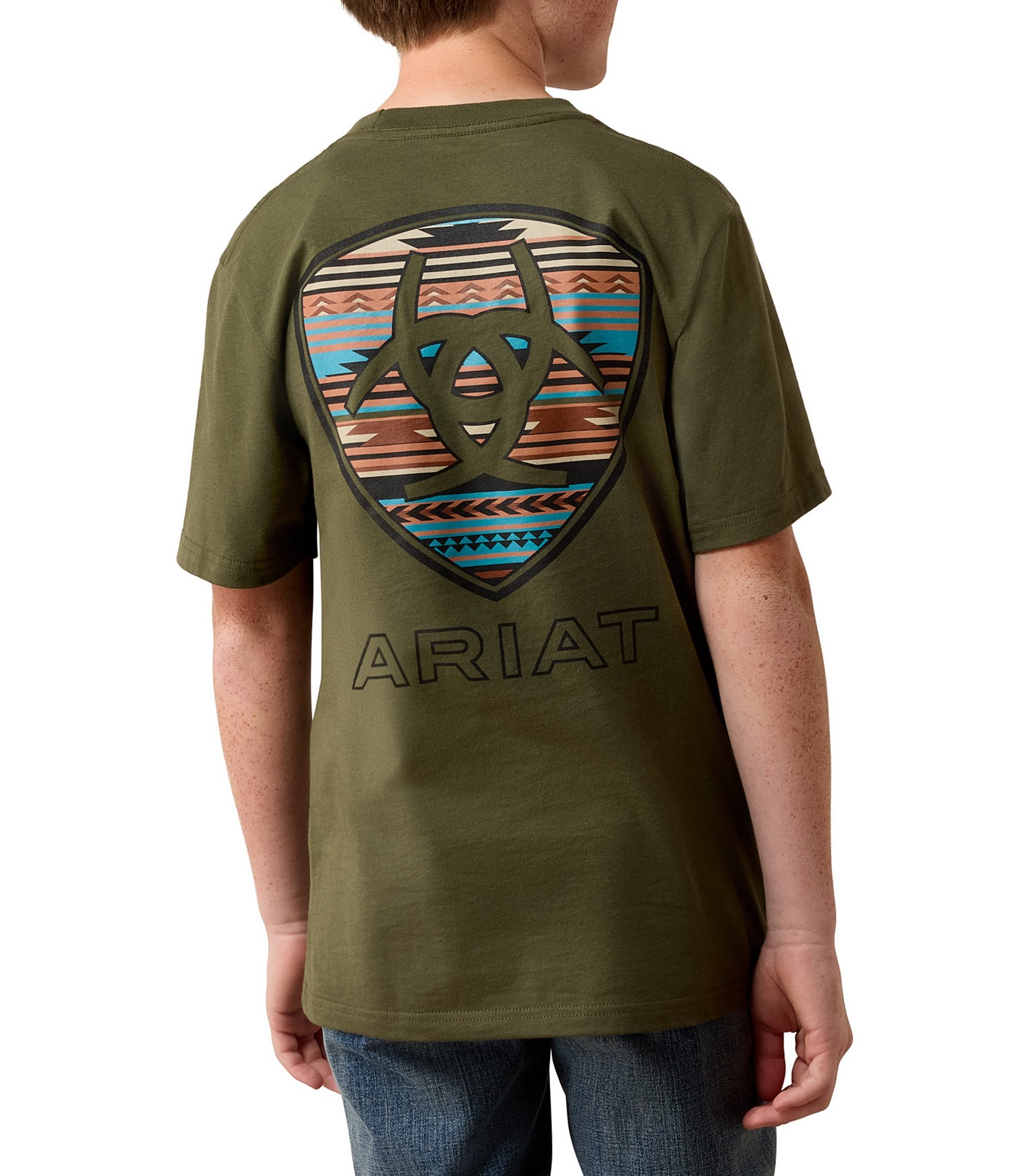 Ariat Big Boys Short Sleeve Rust Serape Shield T-Shirt