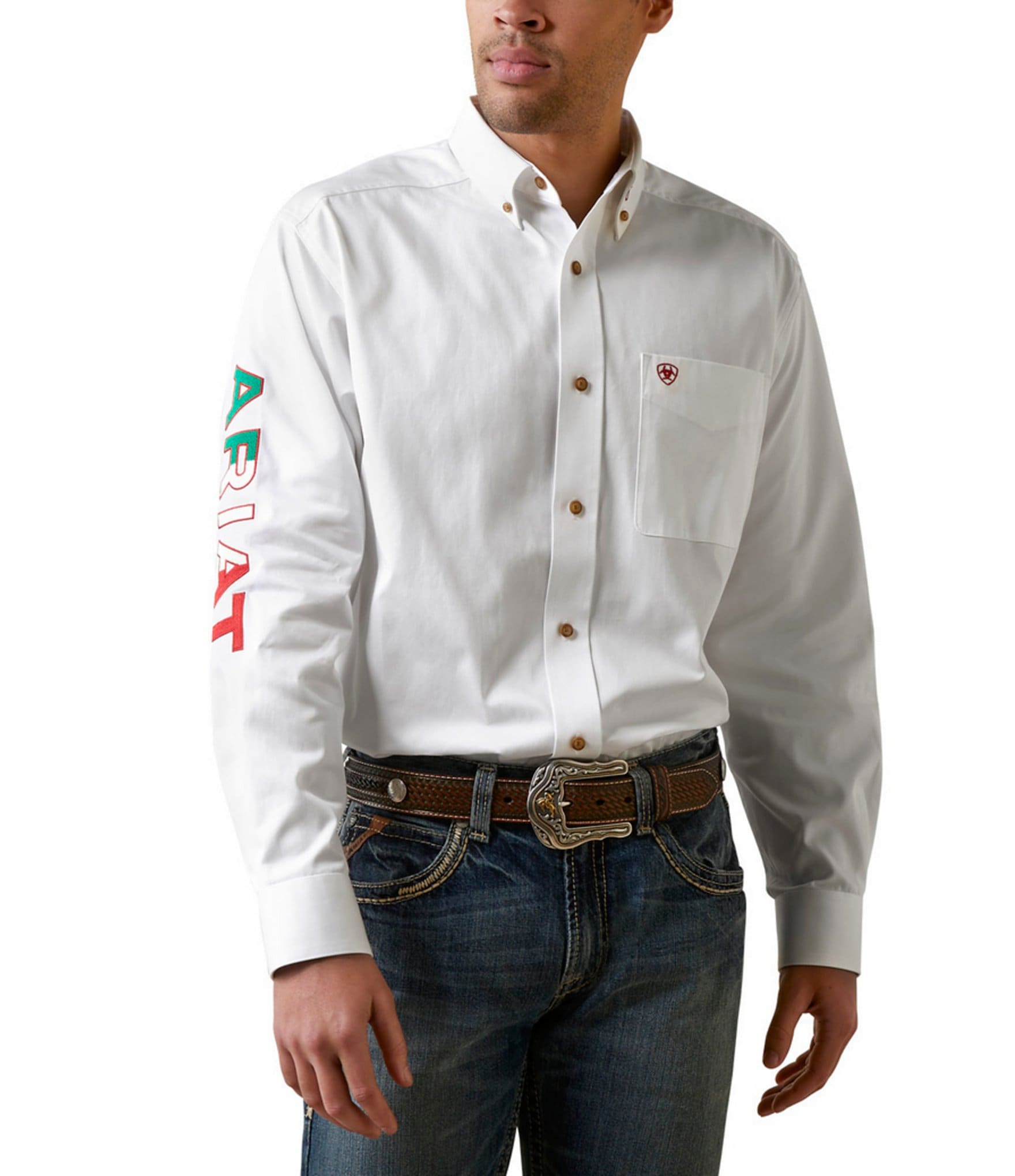 Ariat Classic Fit Team Logo Long Sleeve Twill Shirt