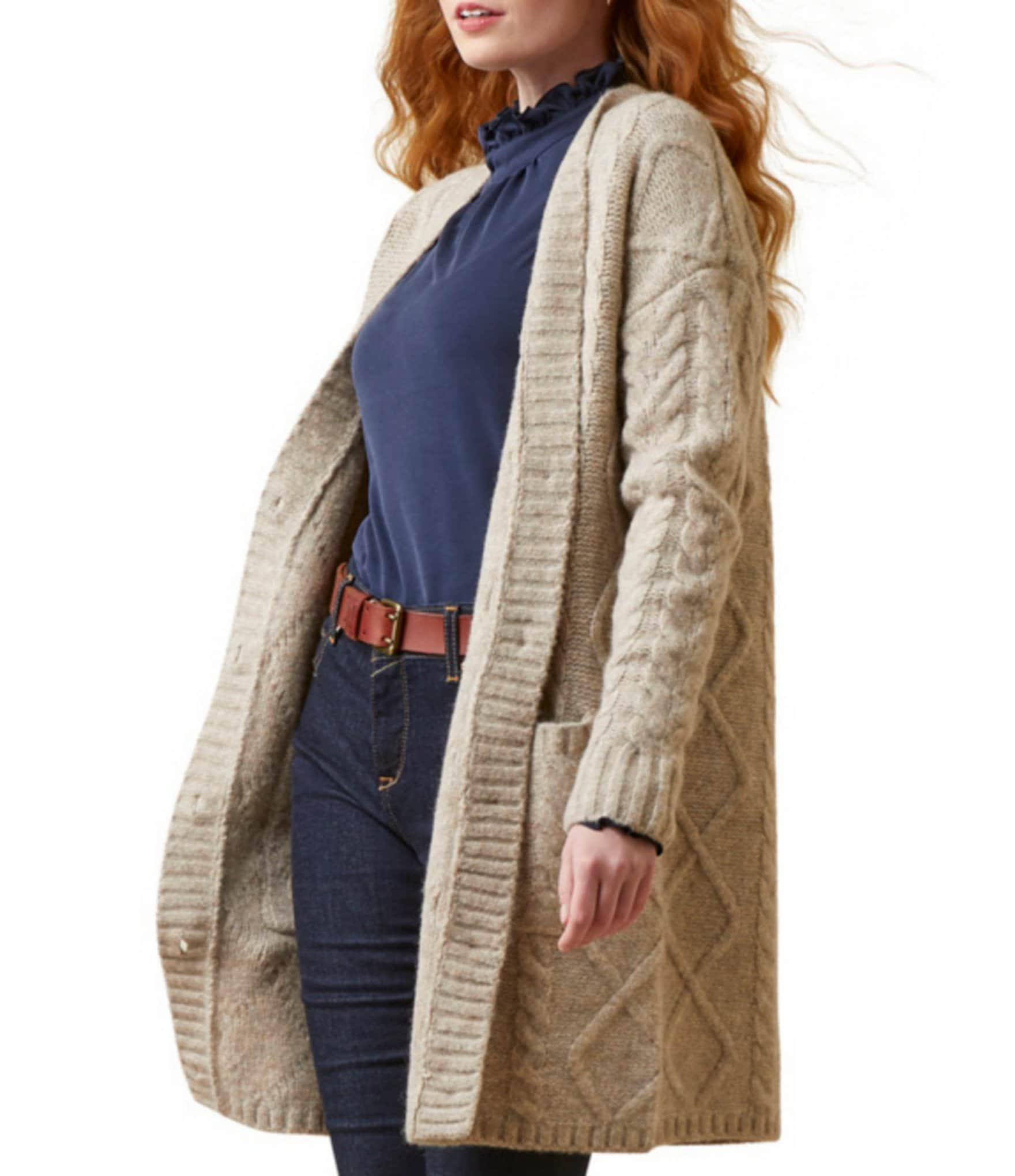 Ariat Colma Wool Blend Cable Knit Button Front Cardigan | Dillard's