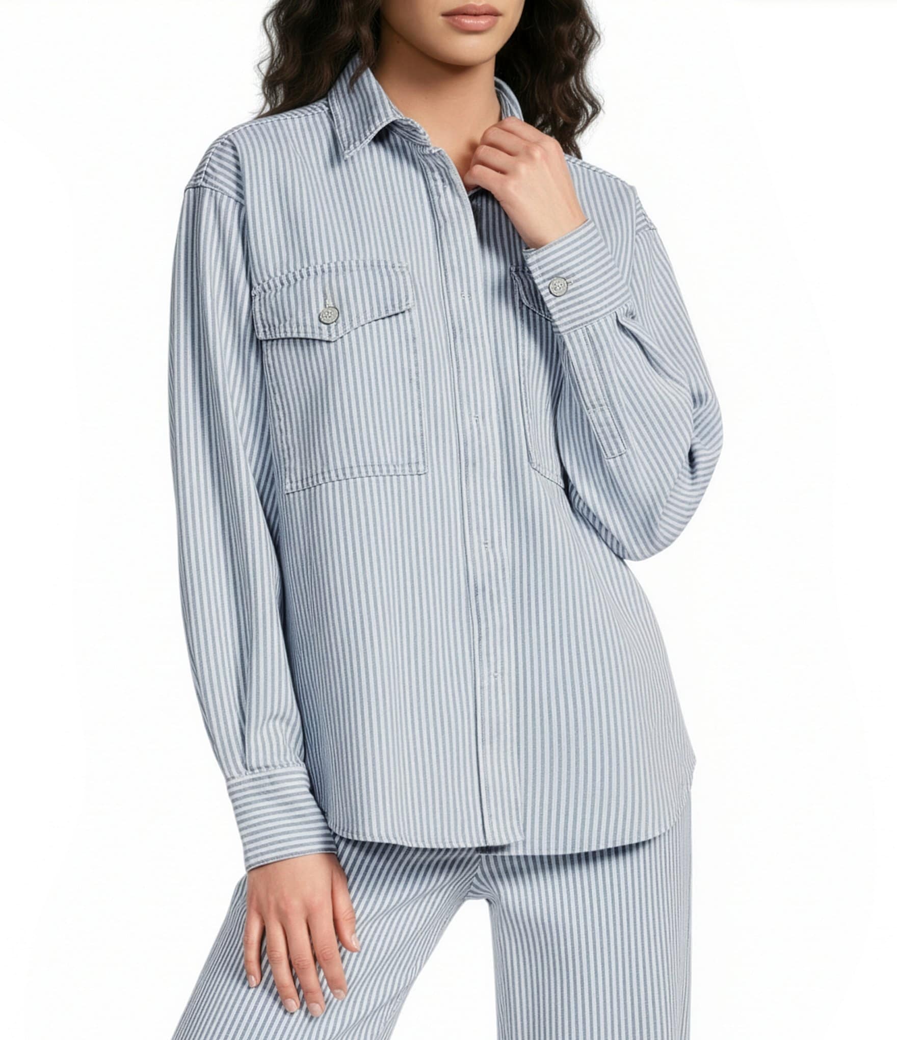 Ariat Coordinating Denim Stripe Oversized Shirt Jacket