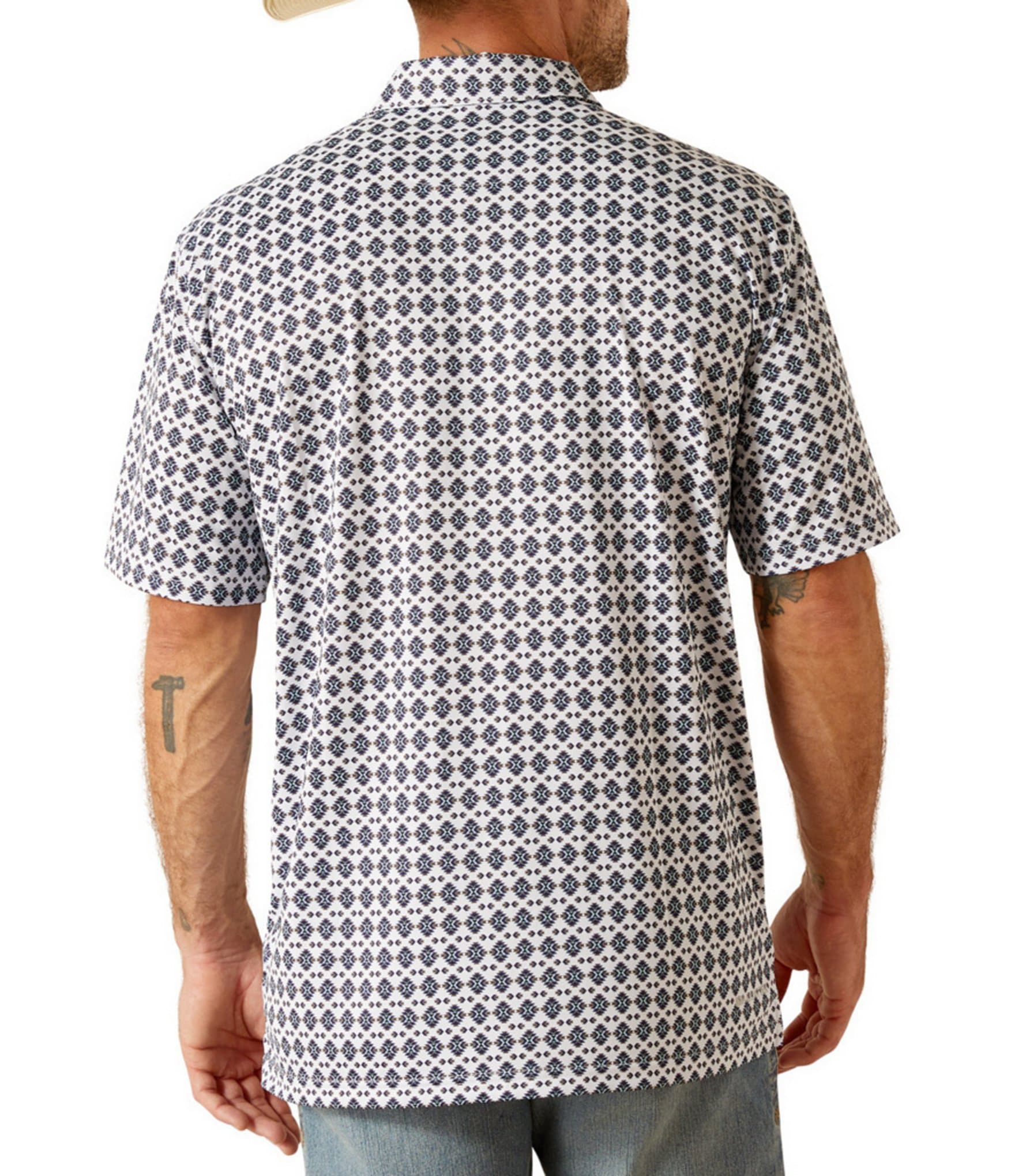 Ariat Diamond-Printed Short Sleeve Polo Shirt