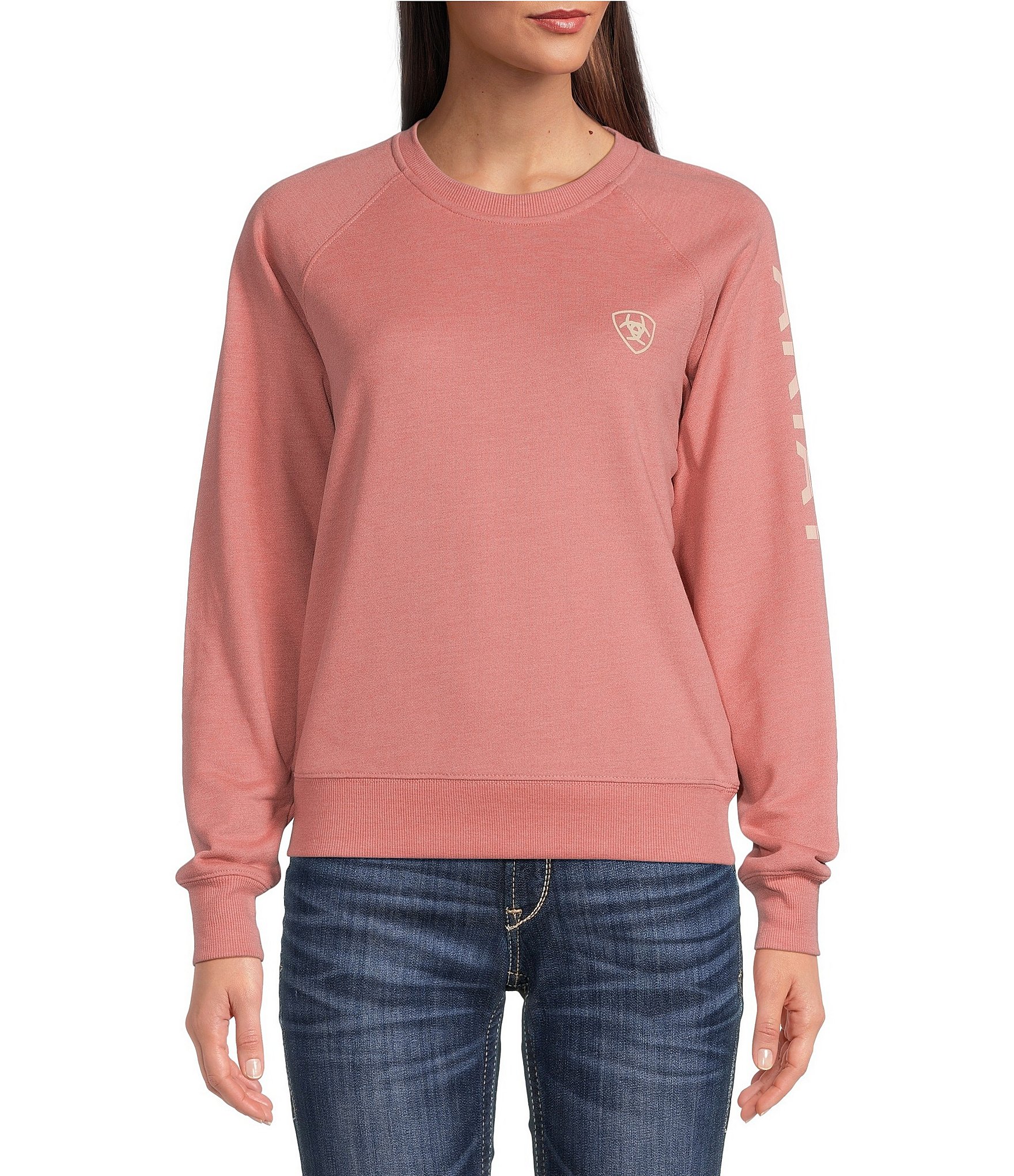 Ariat Logo Front Crew Neckline Long Sleeve Pullover | Dillard's