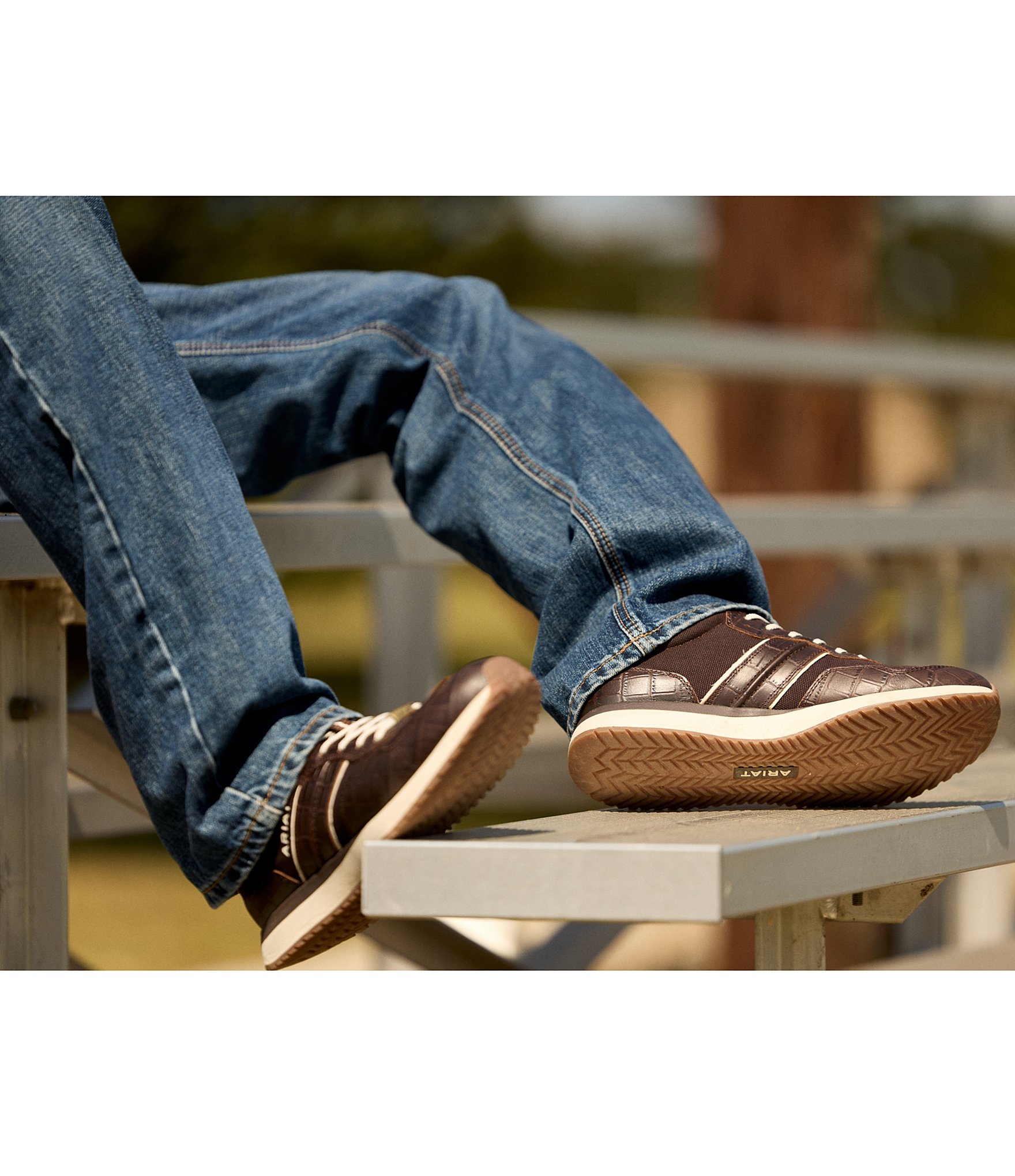 Ariat Men's Ranch Suede Crocodile Embossed Leather Runner Sneakers