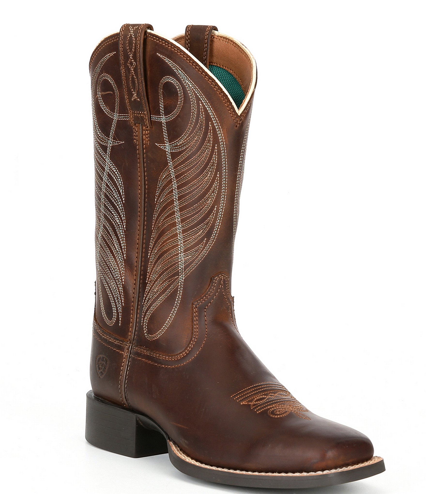 Ariat Women's Round Up Powder Brown Wide Square Toe Western Boots