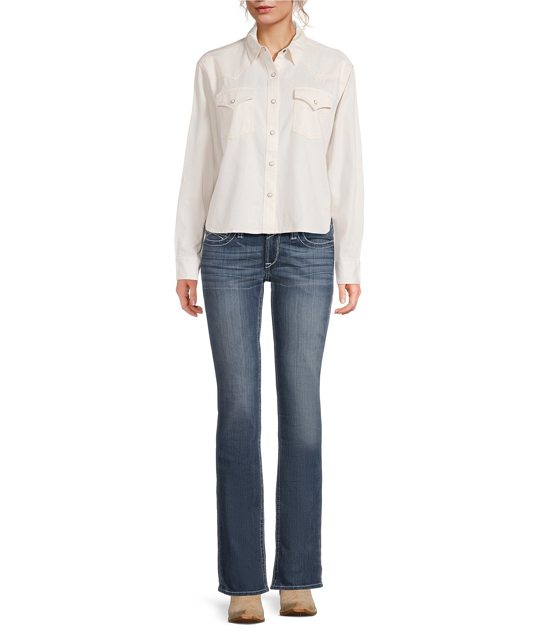 Ariat Woven Asheville Point Collar Long Sleeve Snap Front Shirt