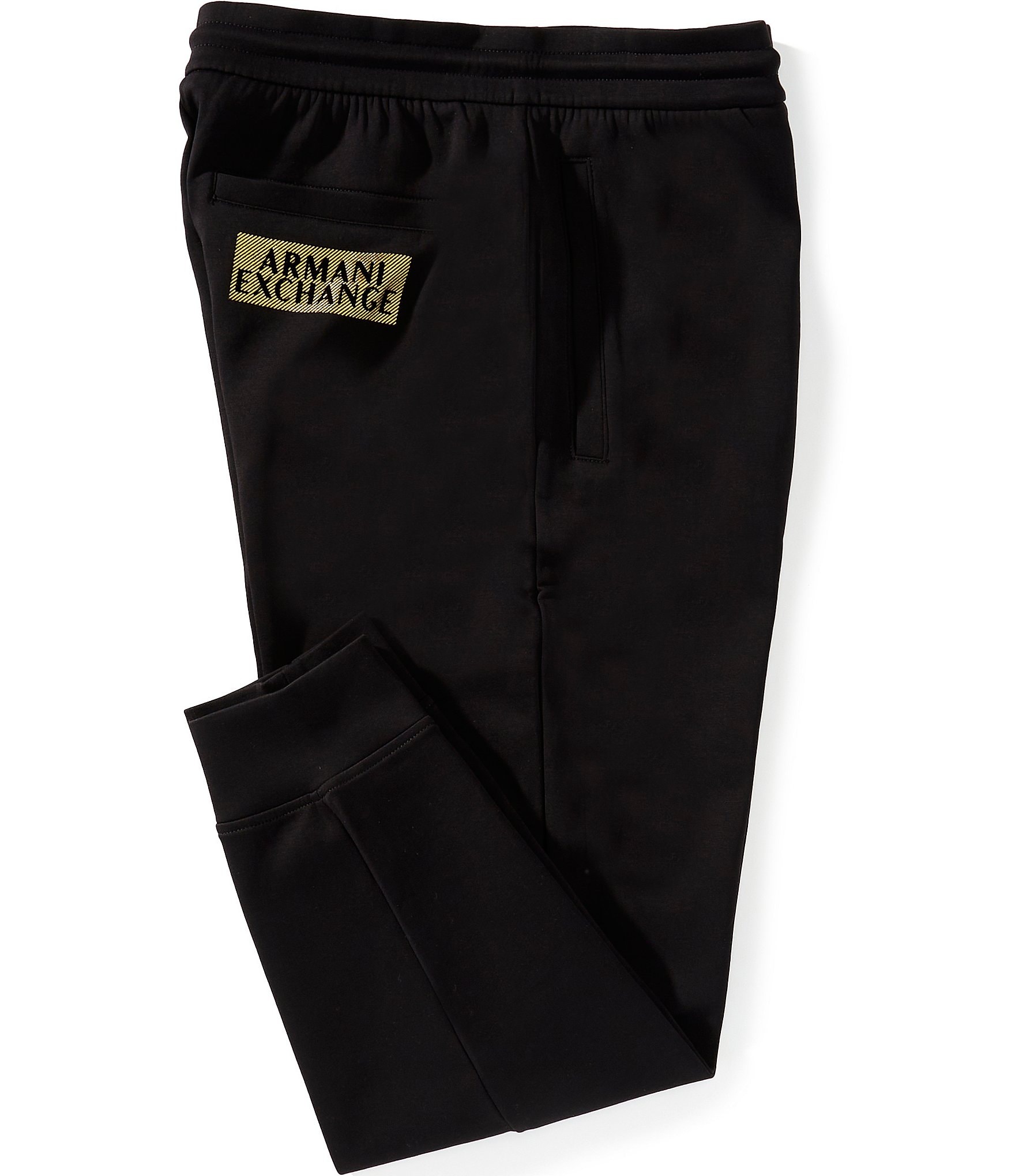 Armani Exchange Black and Gold Logo Jogger Pants