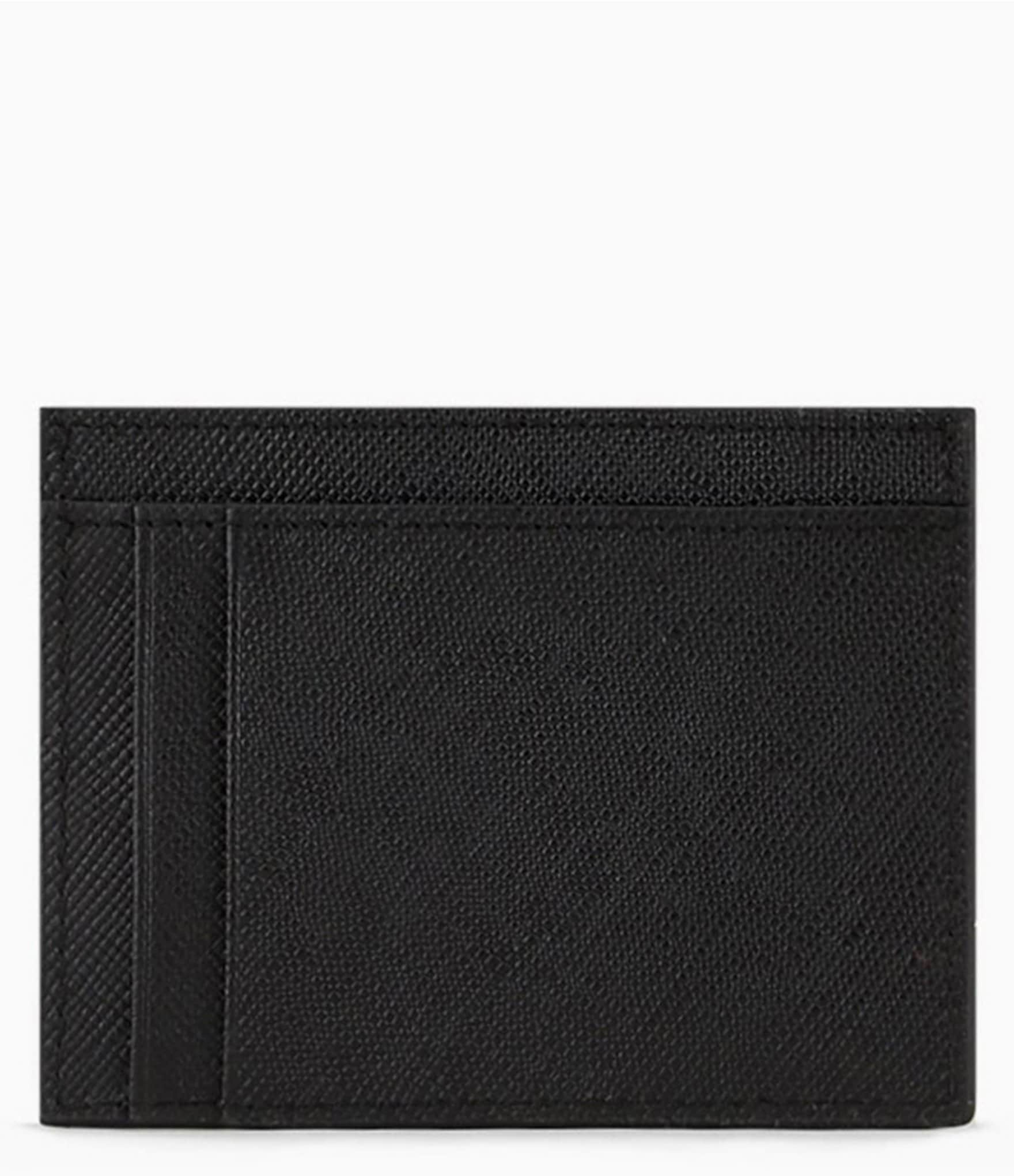 Armani Exchange Metal Logo Leather Credit Card Holder