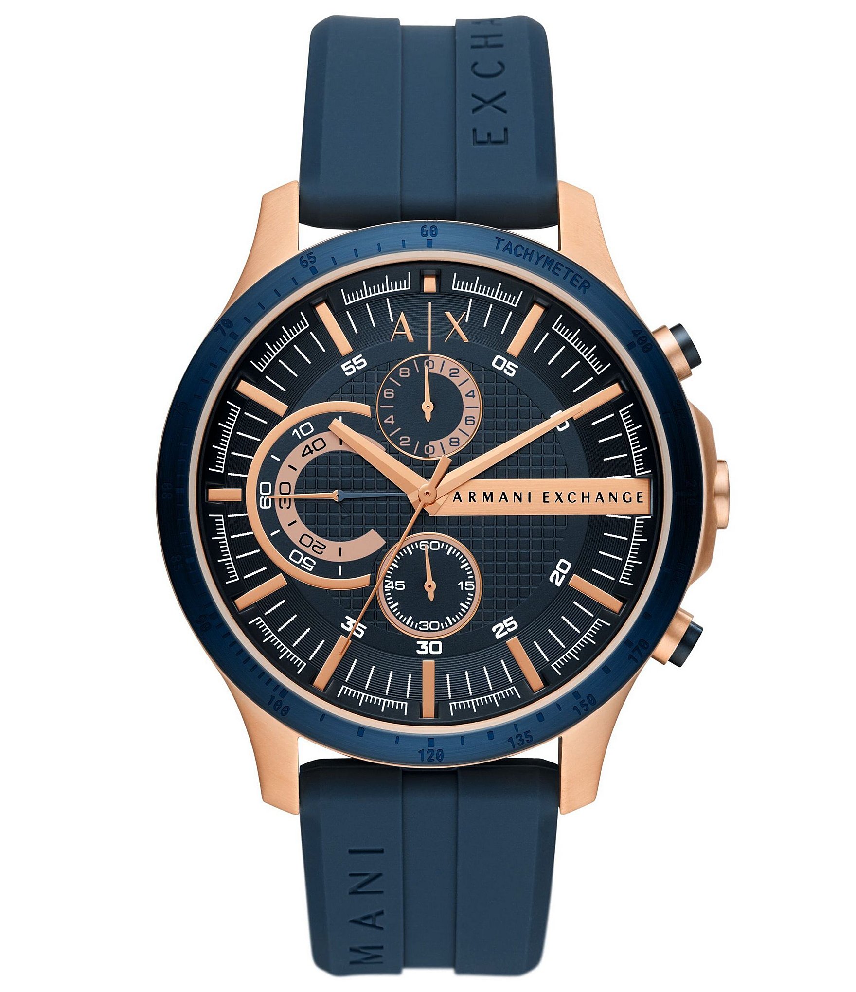 Armani Exchange Men's Hampton Chronograph Blue Silicone Strap Watch ...