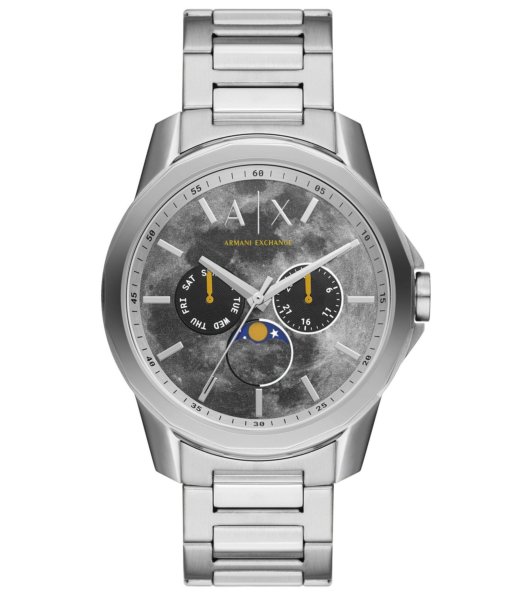 Armani Exchange Men's Moonphase Multifunction Stainless Steel Bracelet Watch  | Dillard's