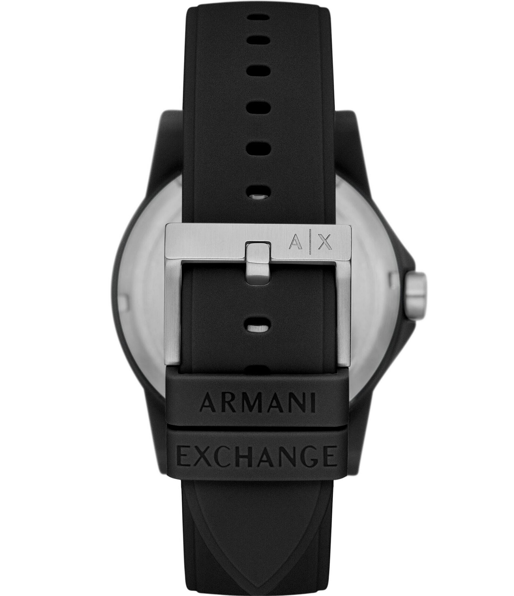 Armani Exchange Men's Obx Quartz Analog Three Hand Black Silicone Strap Watch