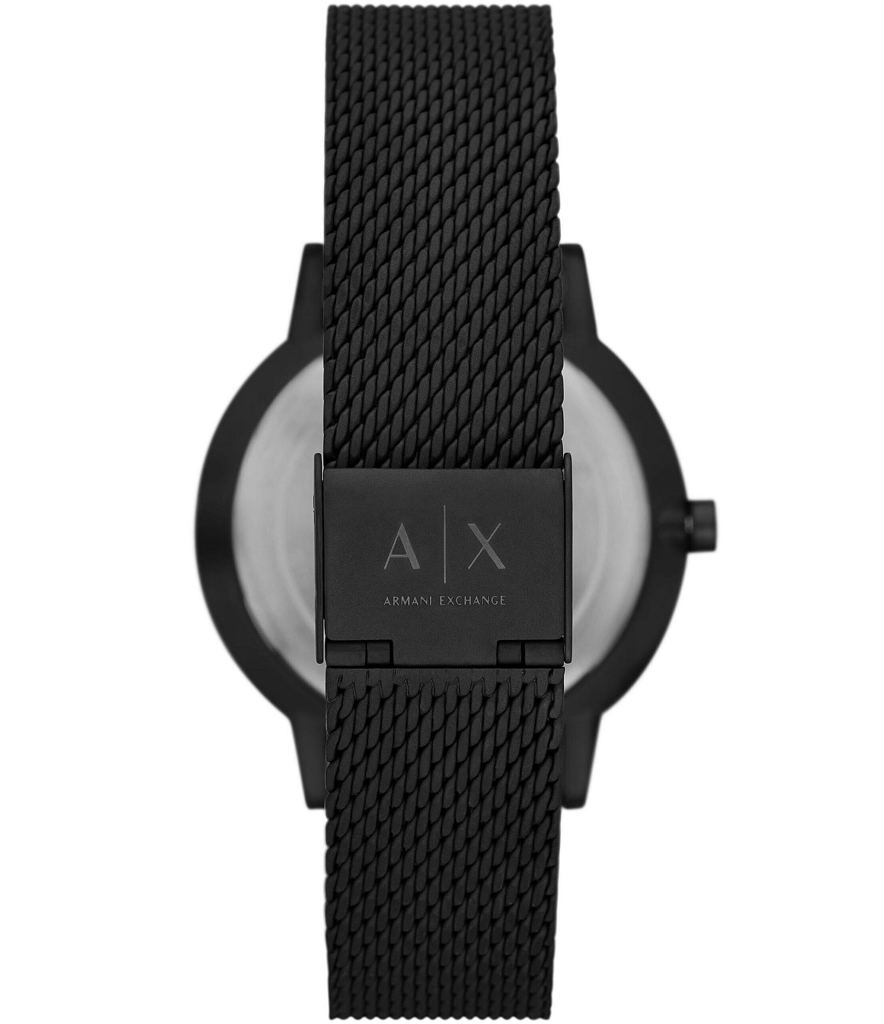 Armani Exchange Men's Three-Hand Black Tone Stainless Steel Mesh Bracelet Watch