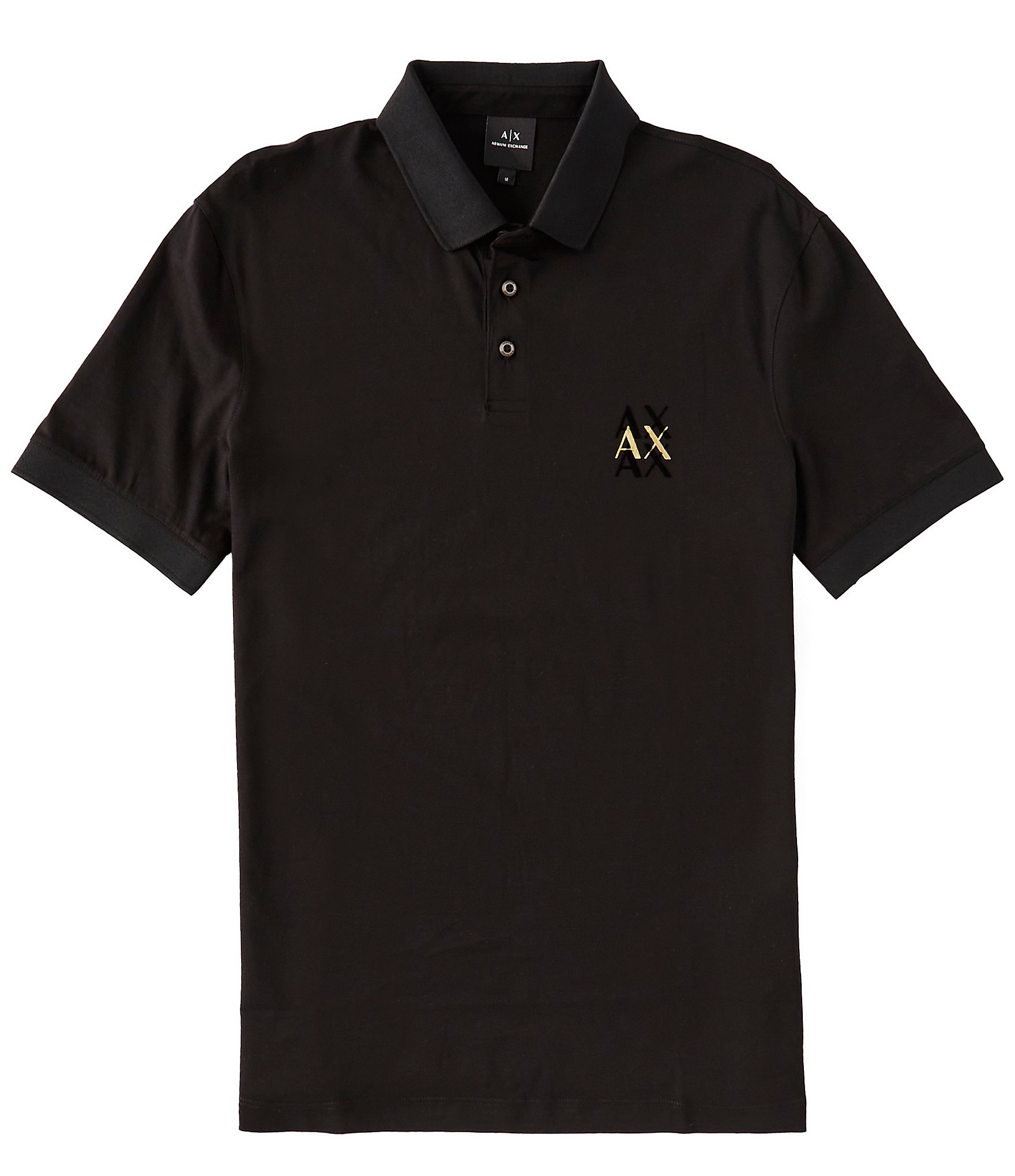 Armani Exchange Metallic Flocked Logo Short Sleeve Polo Shirt Dillard s