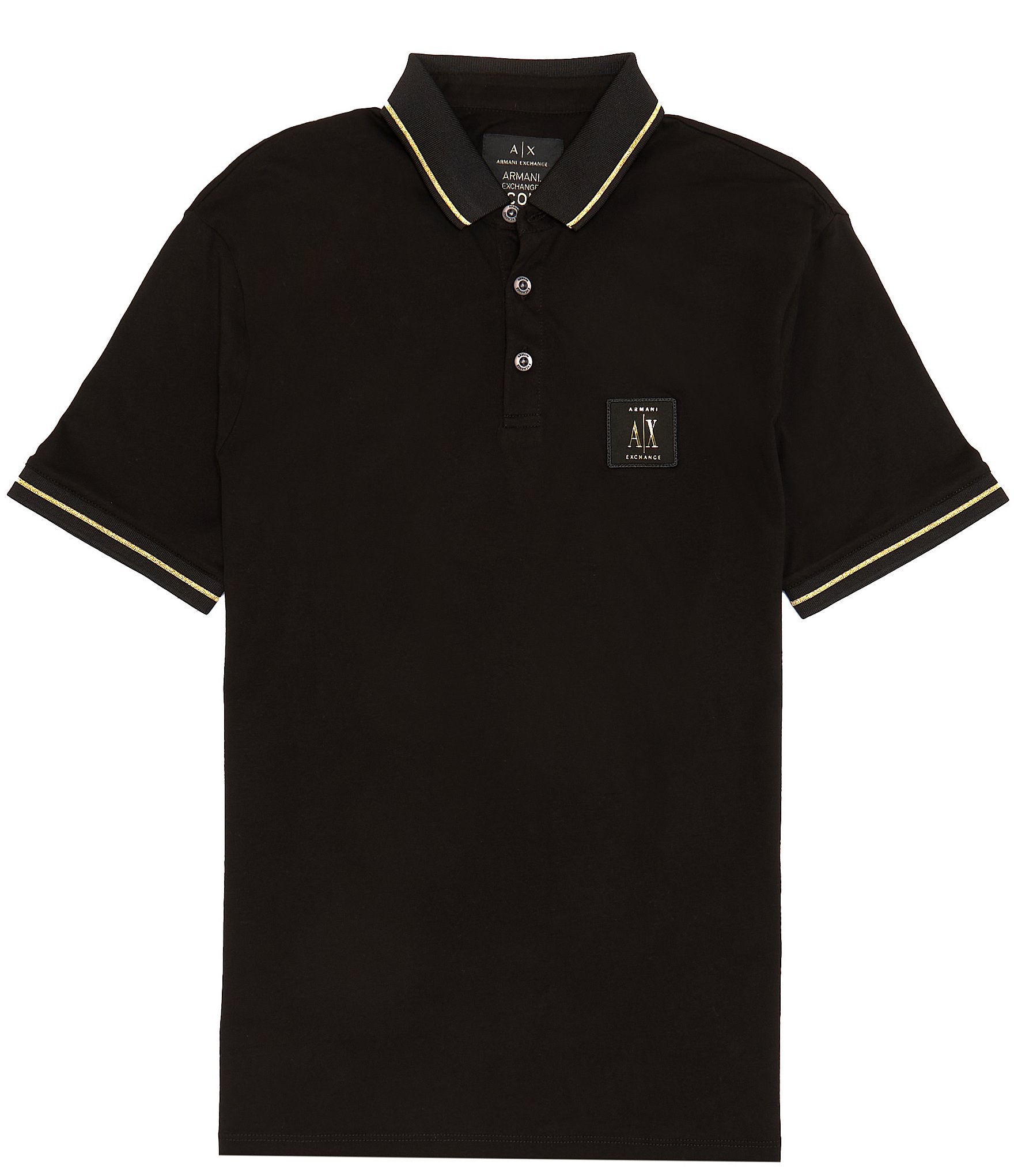 Armani Exchange Metallic Patch Logo Short Sleeve Polo Shirt | Dillard's