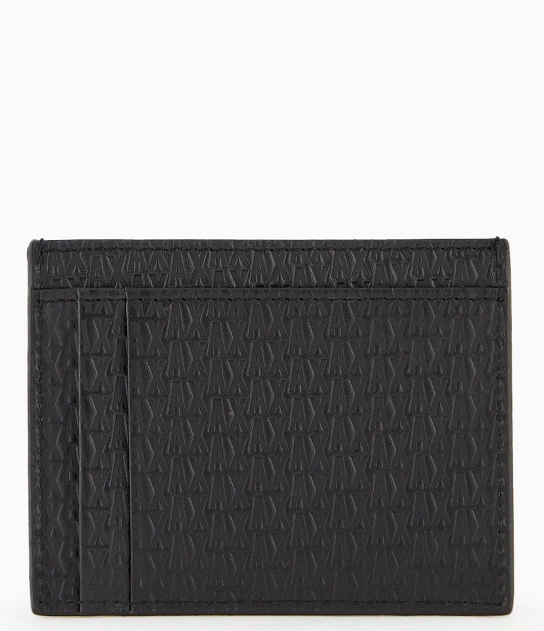 Armani Exchange Micro #double;AX#double; Embossed Bovine Leather Credit Card Case