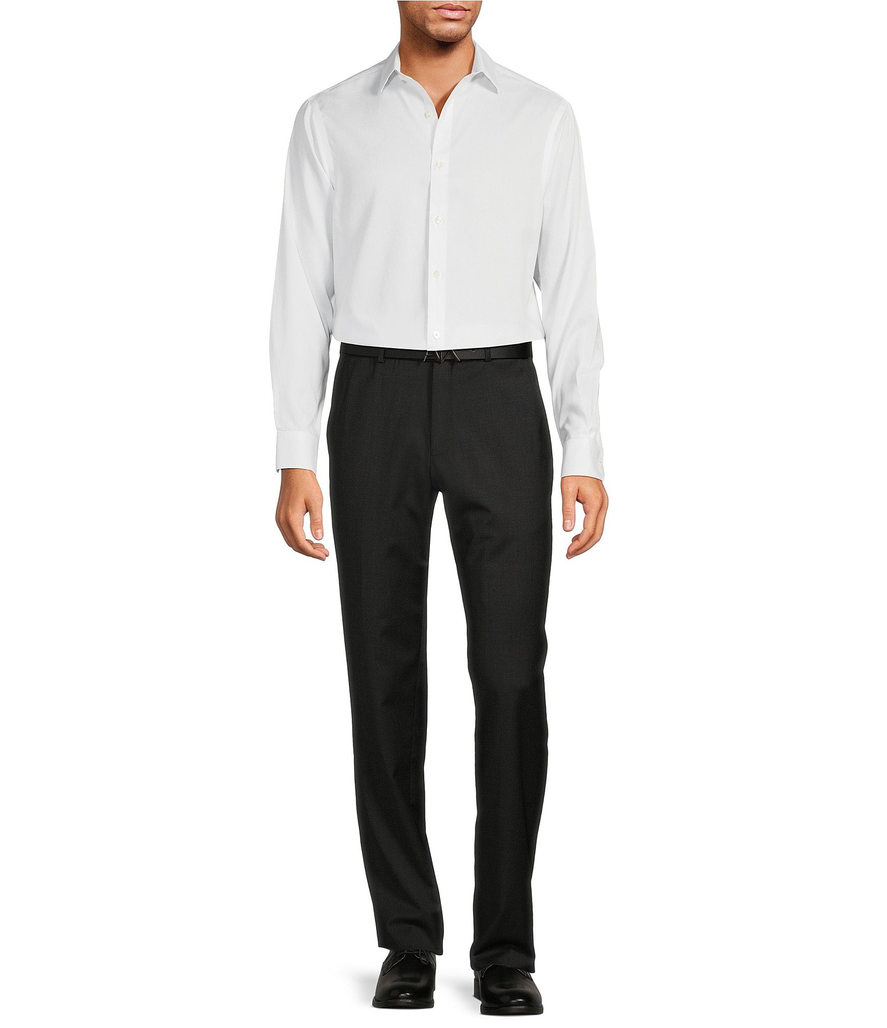 Armani Exchange Modern Fit Flat Front Solid Dress Pants