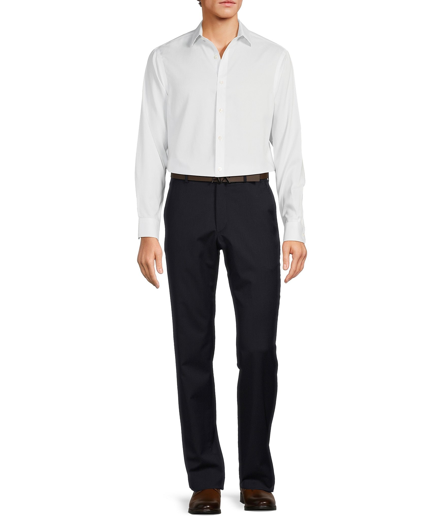 Armani Exchange Modern Fit Flat Front Solid Dress Pants