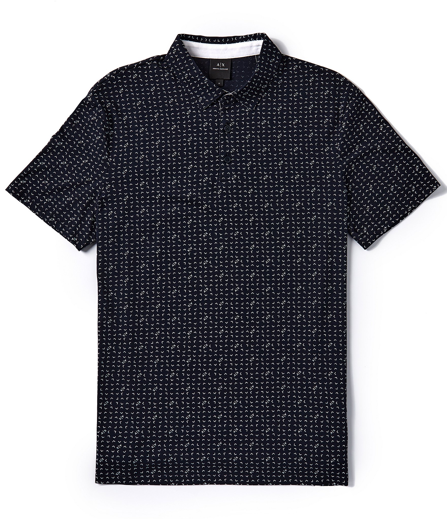 Armani Exchange Printed Logo Jersey Short Sleeve Polo Shirt