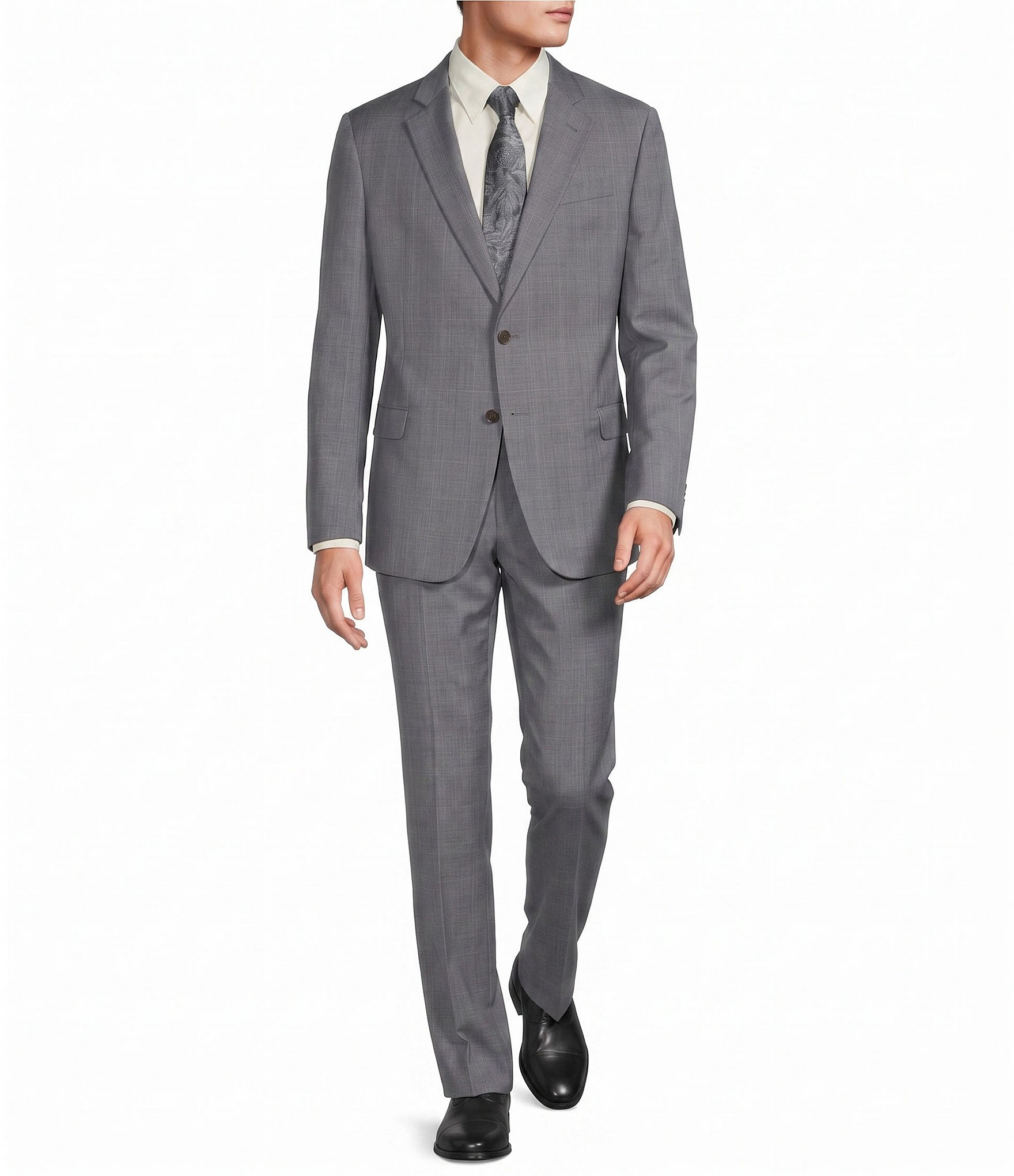 Armani Exchange Slim Fit Flat Front Plaid 2-Piece Suit