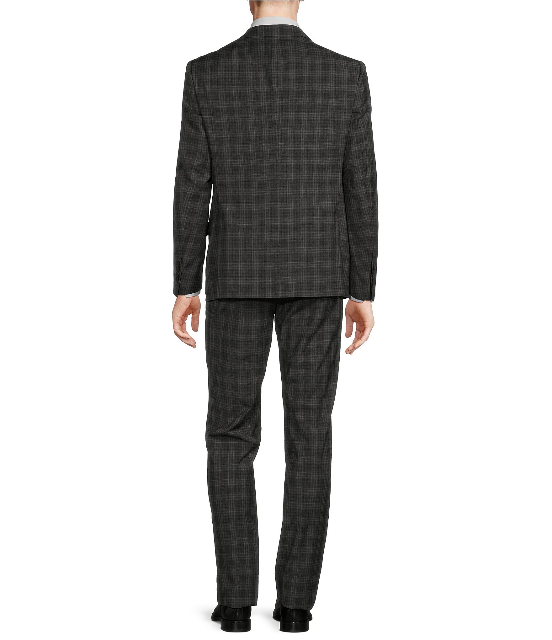 Armani Exchange Modern Fit Flat Front Plaid Pattern 2-Piece Suit