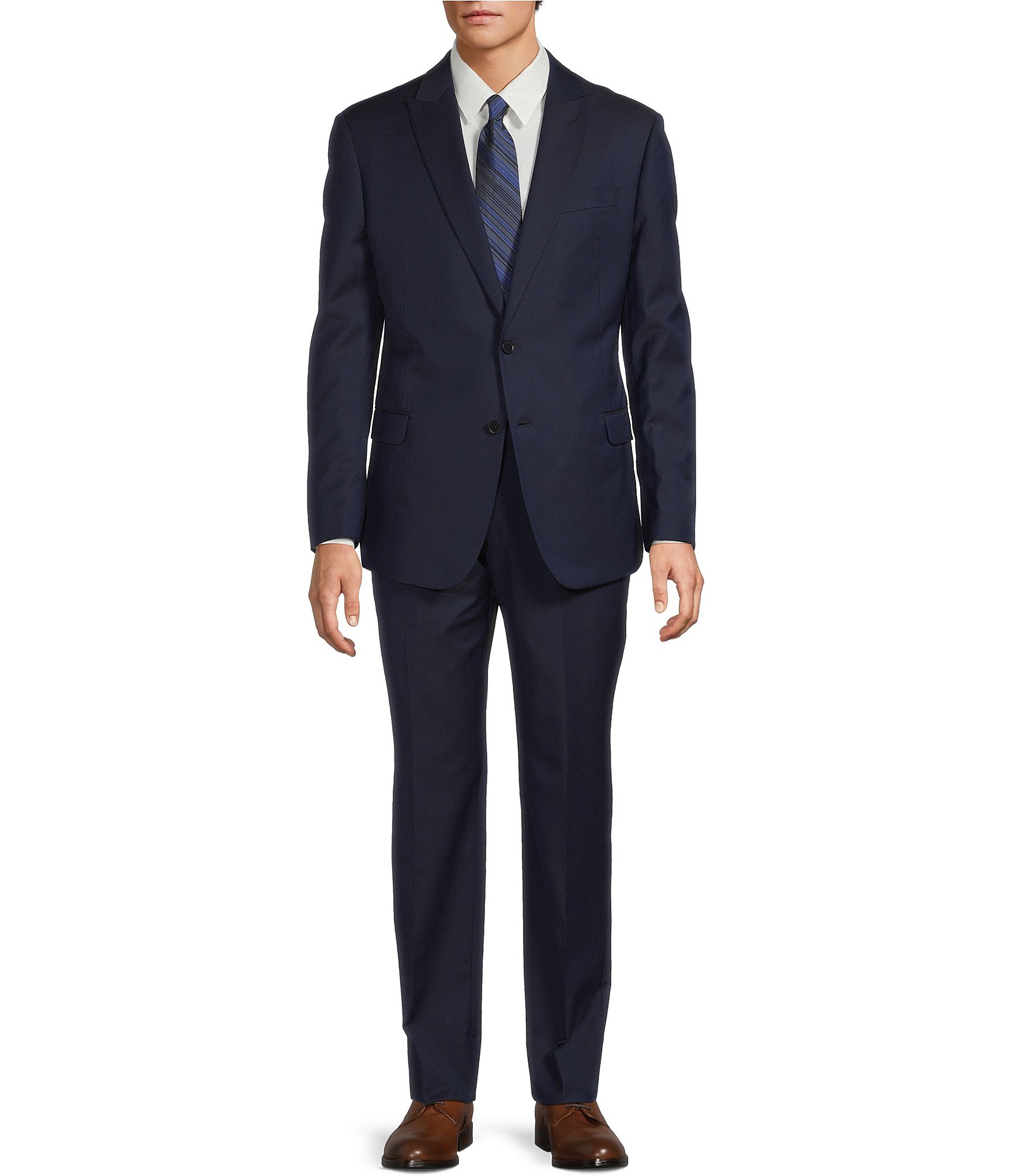 Armani Exchange Slim Fit Flat Front Solid 2-Piece Suit