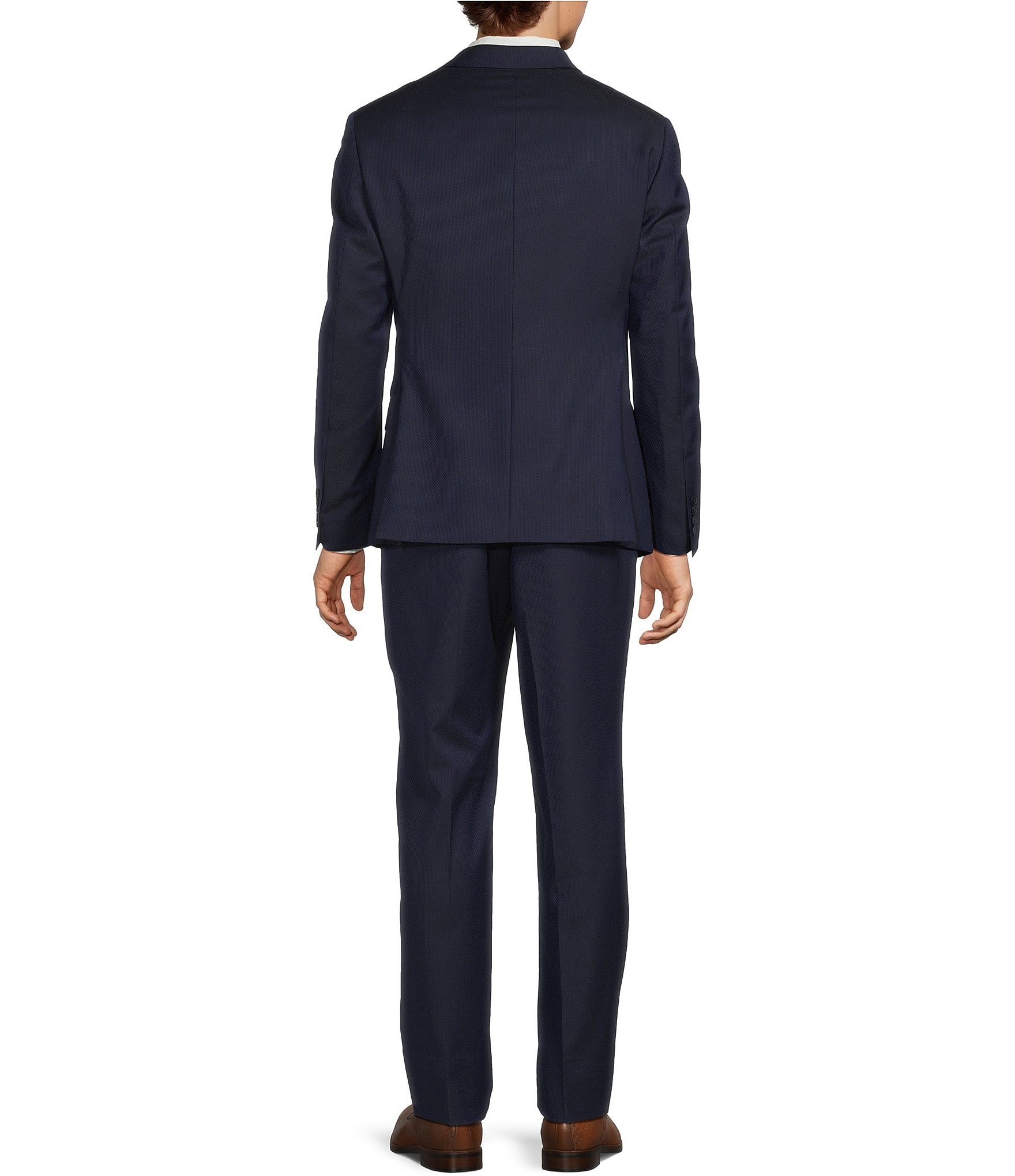 Armani Exchange Slim Fit Flat Front Solid 2-Piece Suit