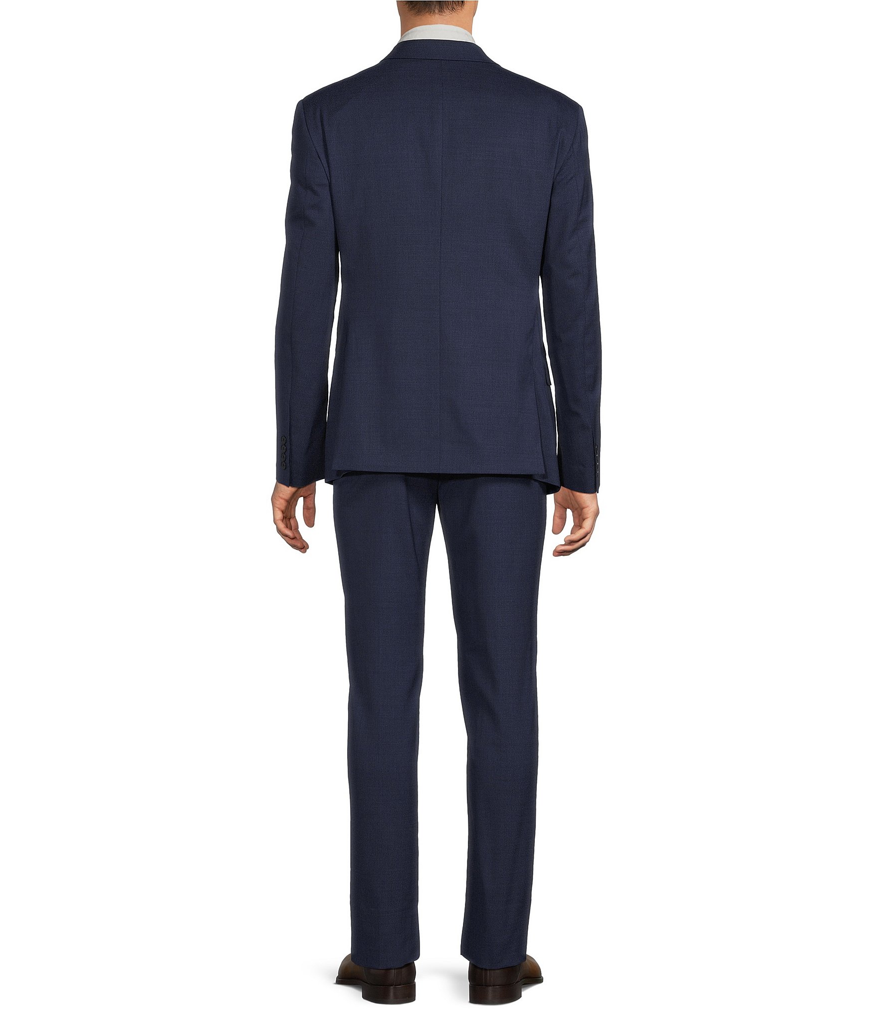 Armani Exchange Slim Fit Flat Front Solid 2-Piece Suit