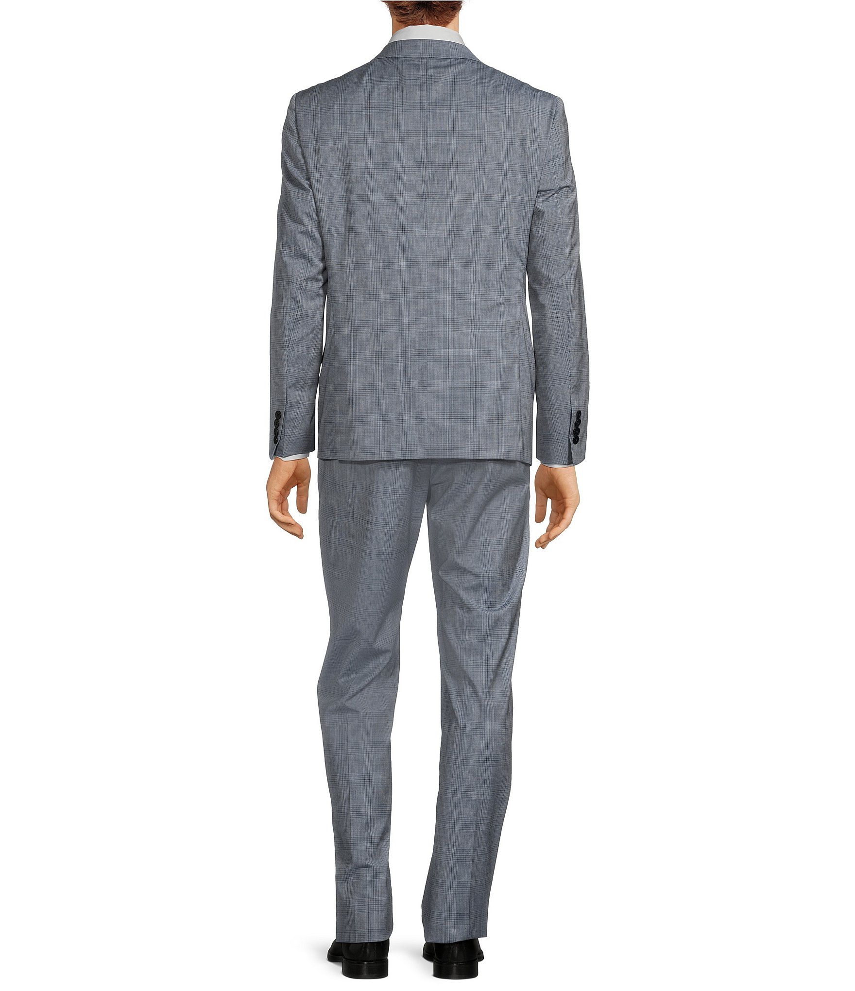 Armani Exchange Modern Fit Flat Front Windowpane Plaid Pattern 2-Piece Suit