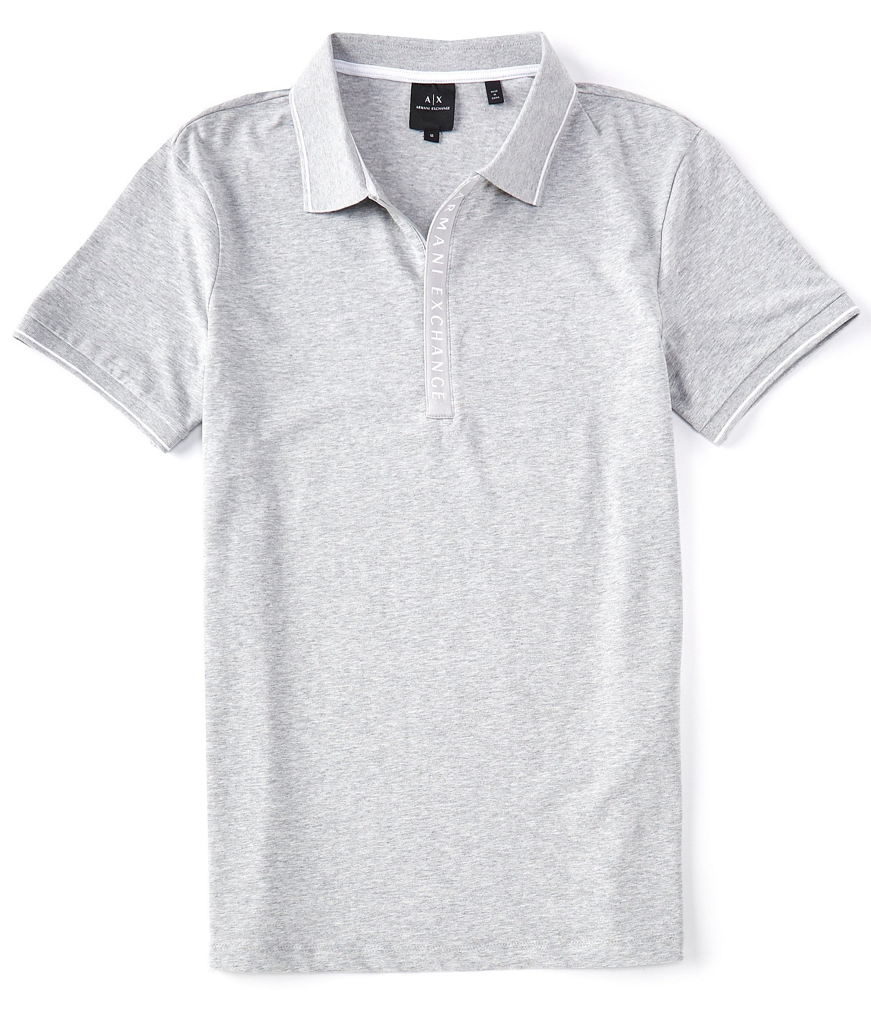 Armani Exchange Slim Fit Zipper Logo Short Sleeve Polo Shirt