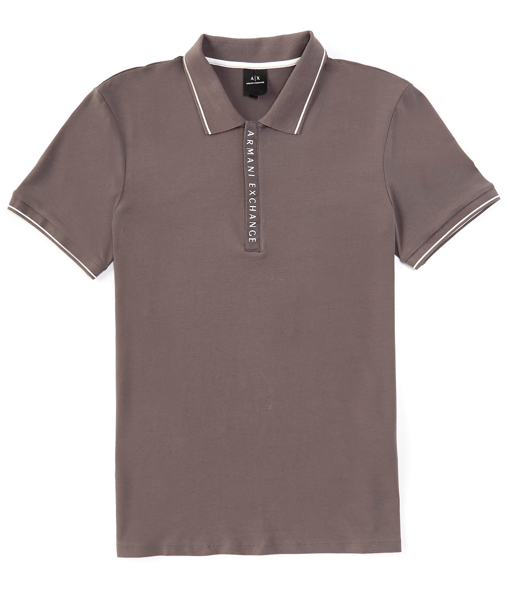 Armani Exchange Slim Fit Zipper Logo Short Sleeve Polo Shirt