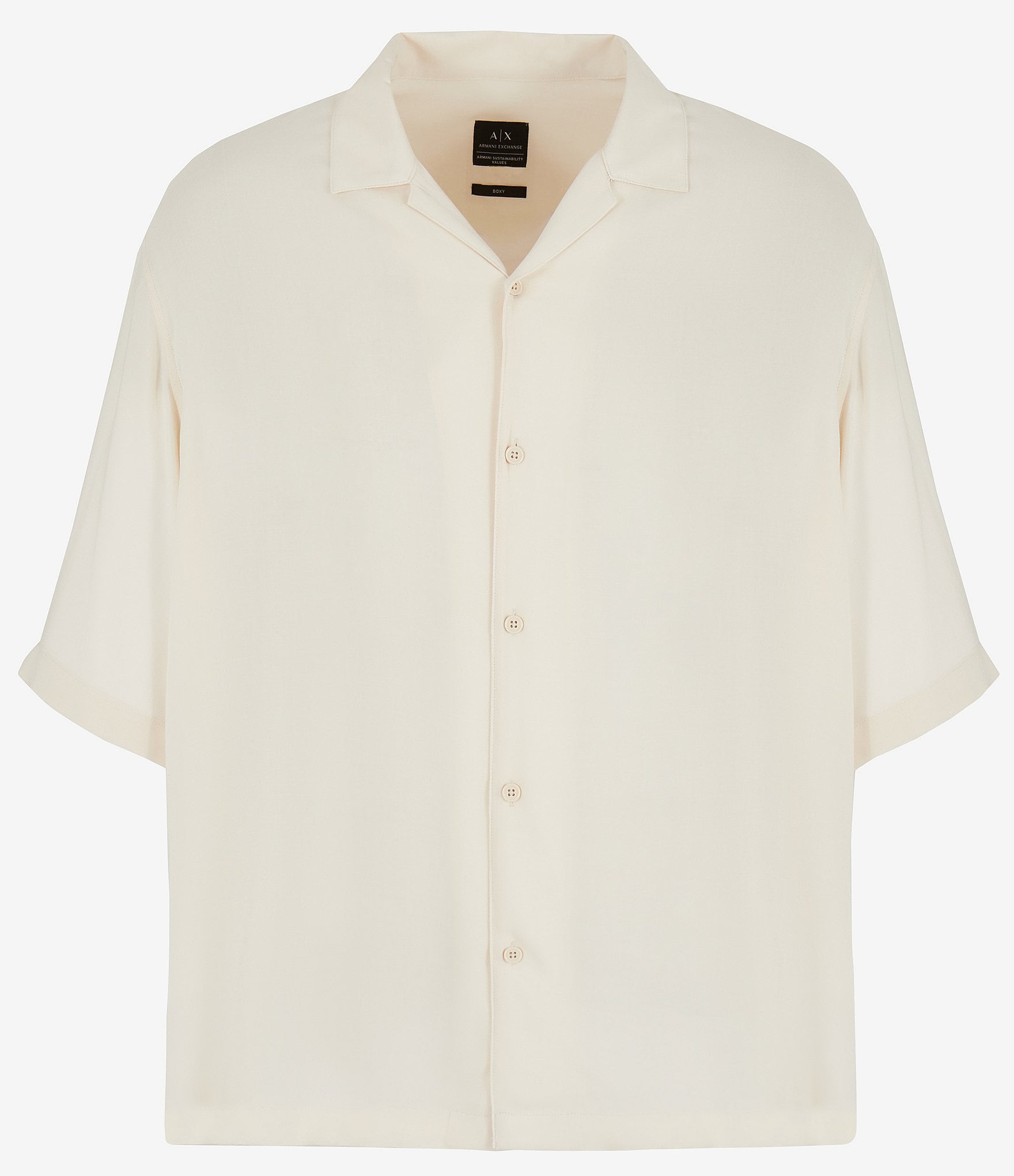 Armani Exchange Solid Short Sleeve Woven Camp Shirt