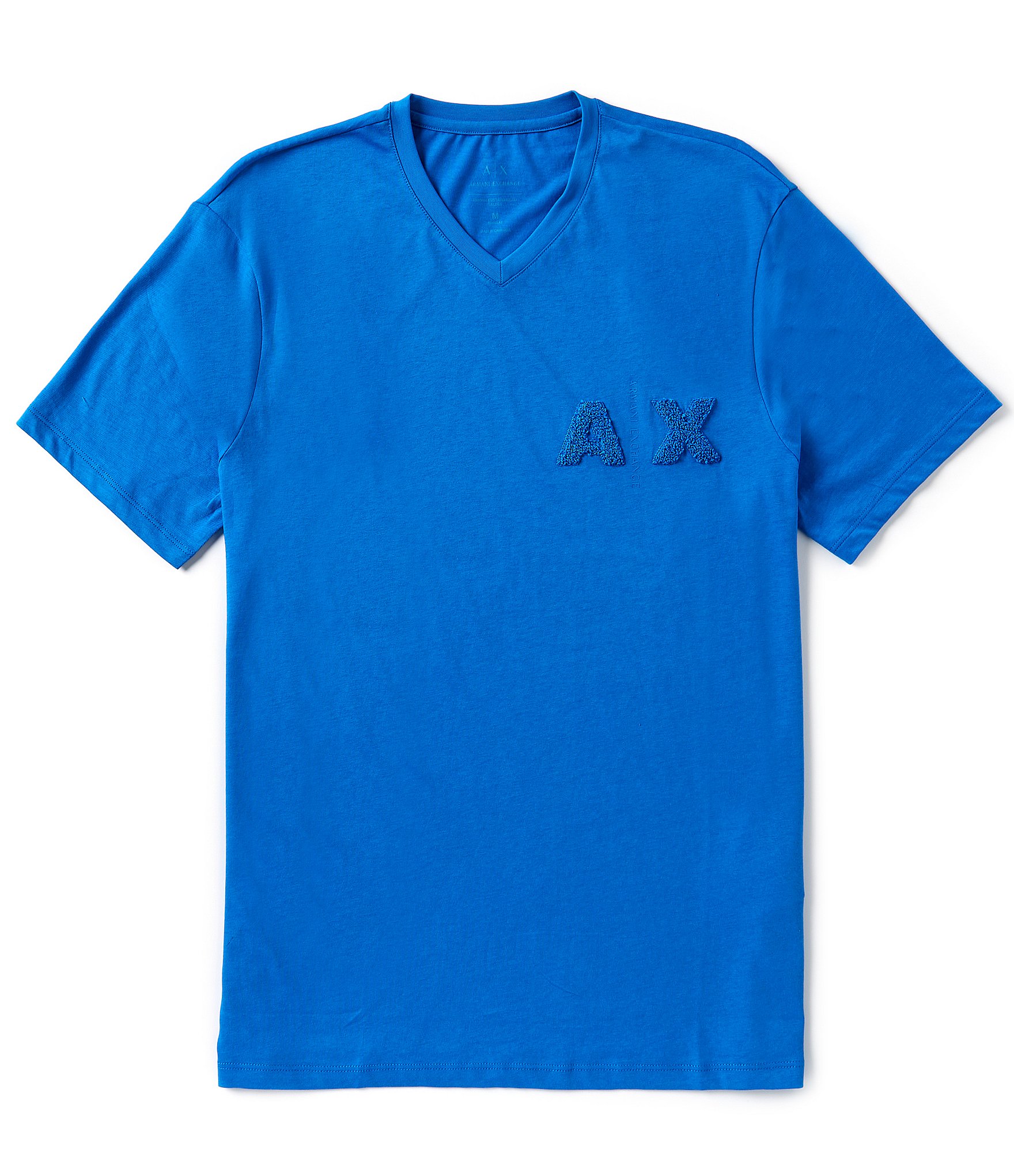 Armani Exchange Terry Cloth Logo Short Sleeve V-Neck T-Shirt