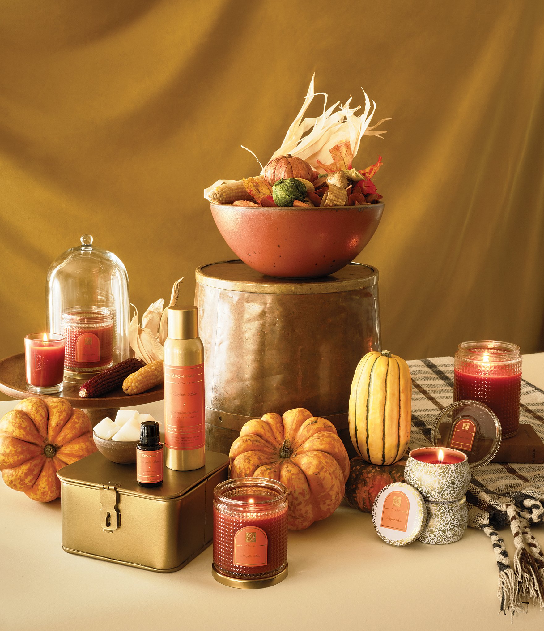 Aromatique Pumpkin Spice Foundry Glass Candle with Lid, 10 oz.