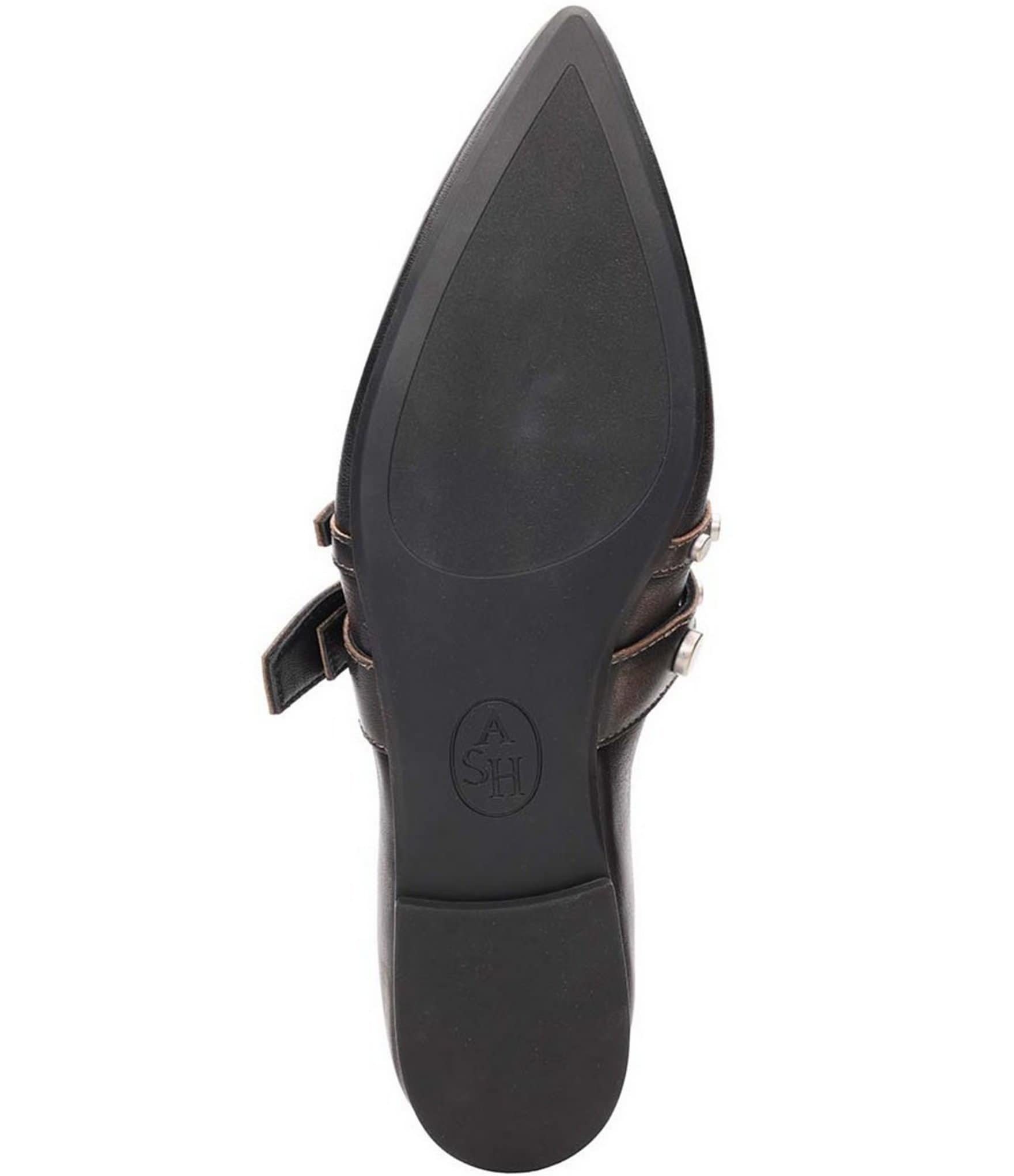 ASH Britnie Studded Leather Pointed Toe Mary Jane Flats