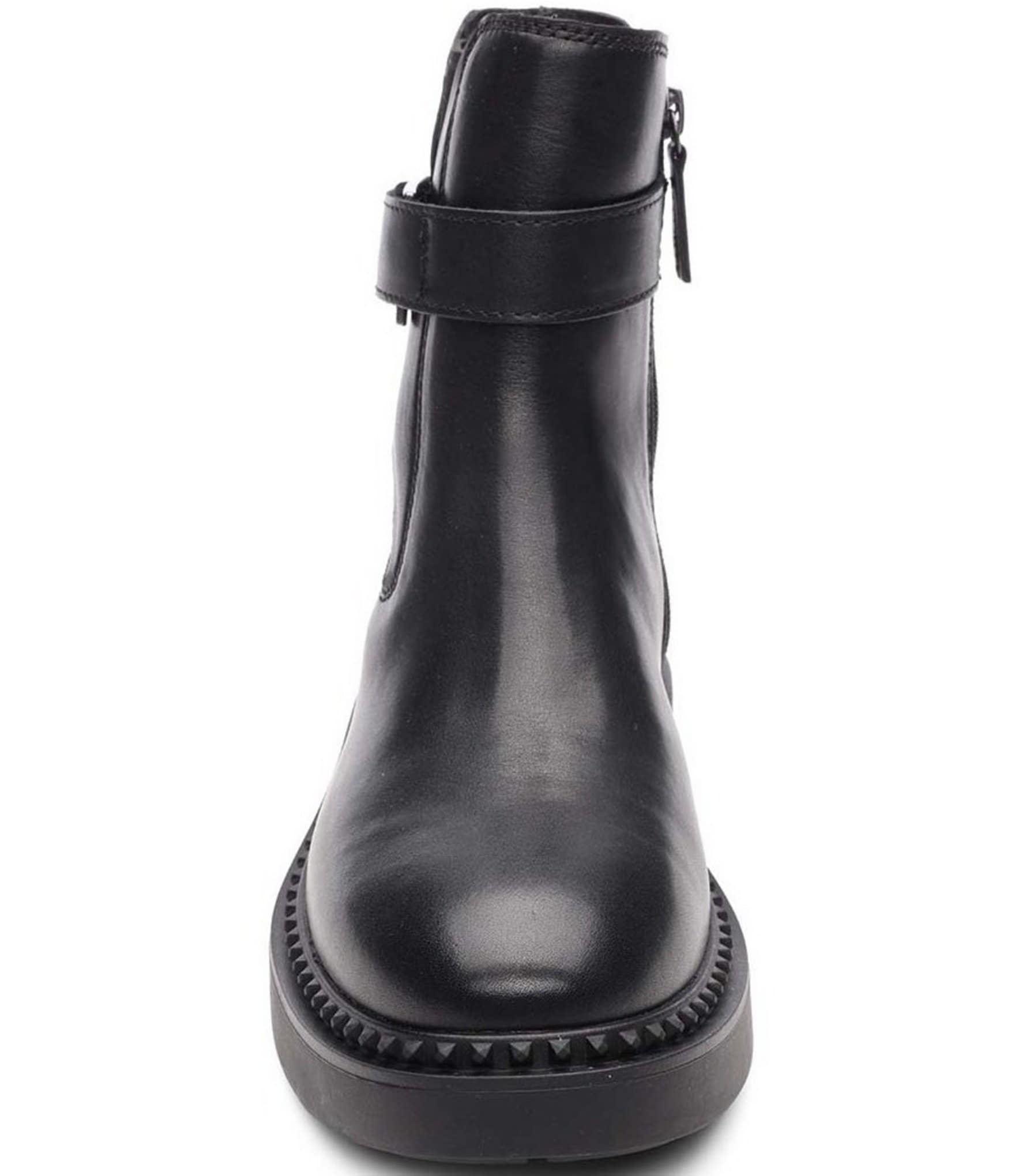 ASH Margot Leather Buckle Strap Hardware Stud Trim Chelsea Booties