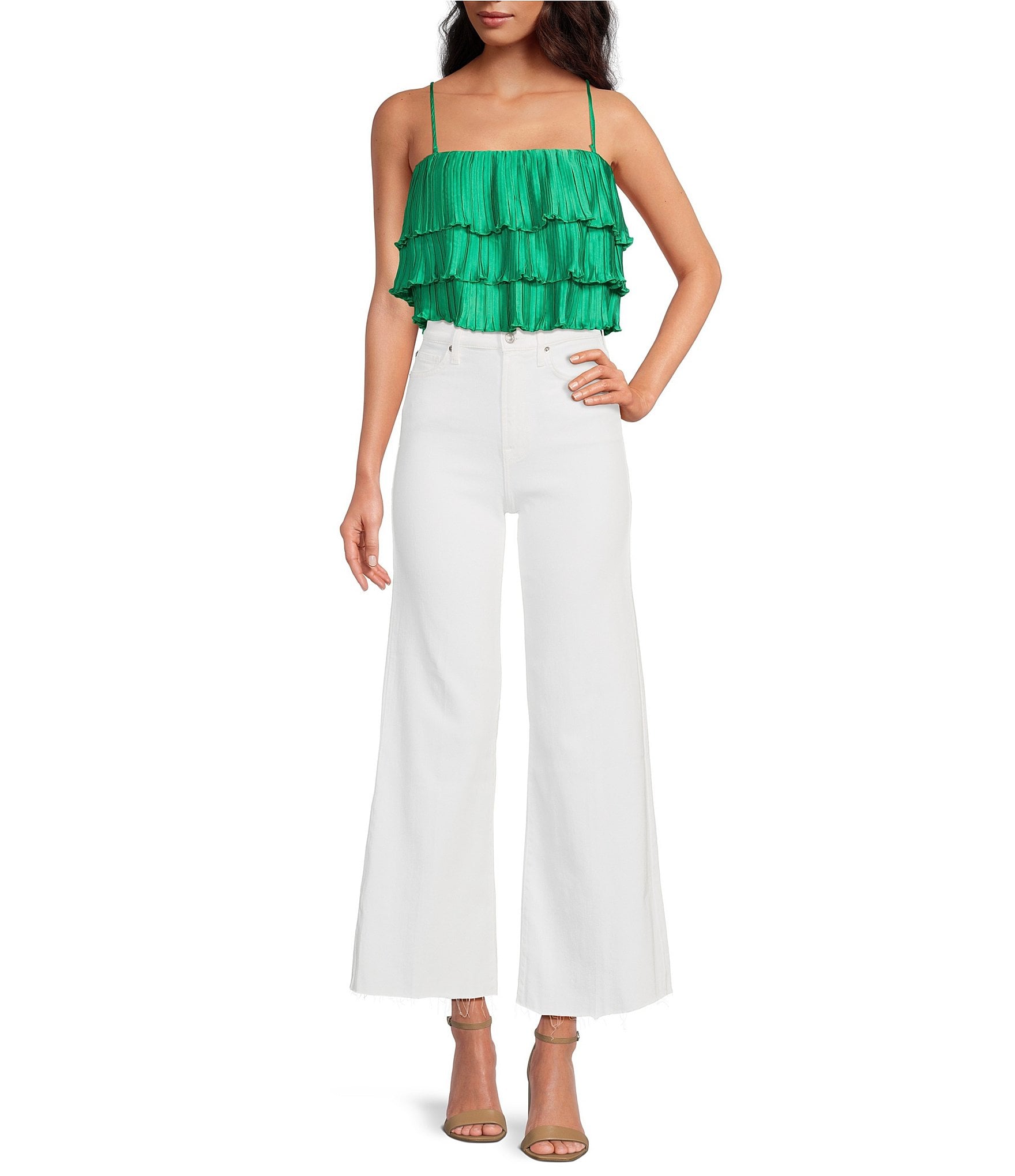 ASTR the Label Calita Tiered Square Neck Sleeveless Cropped Top