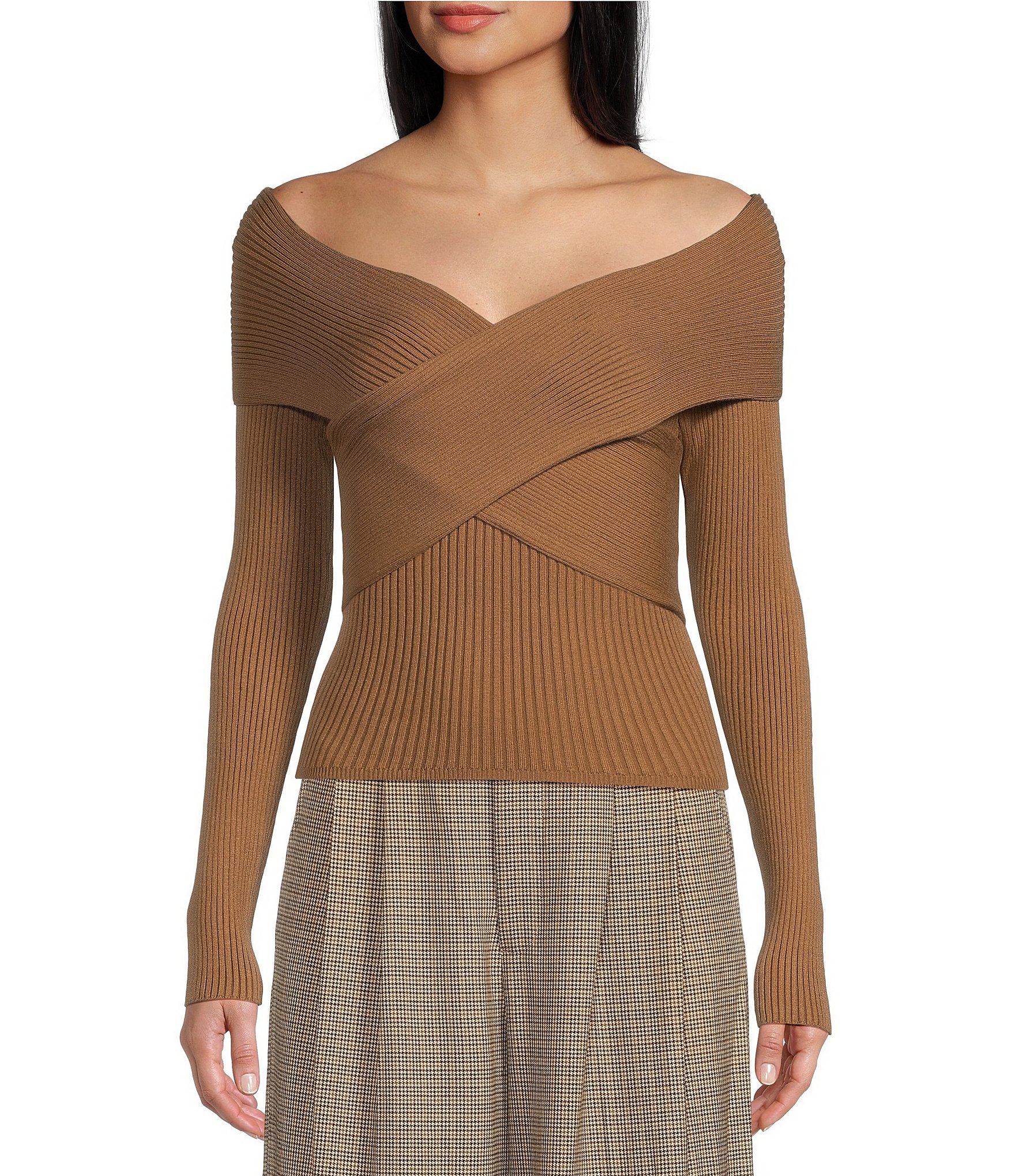 Criss cross off outlet the shoulder sweater