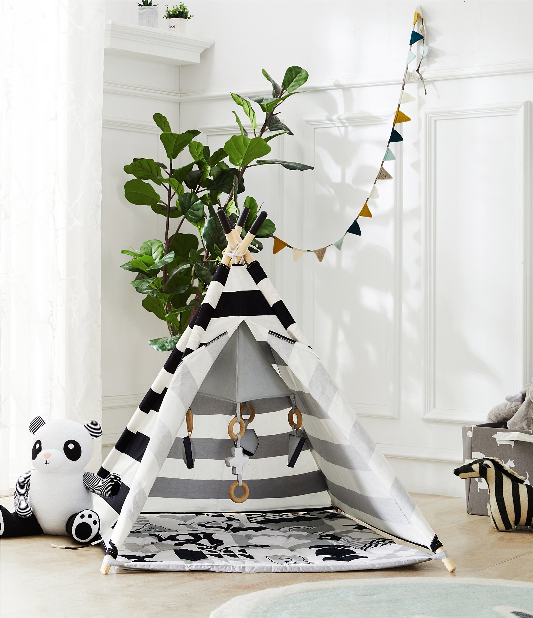 Wonder & Wise by Asweets ABC Striped Activity Teepee Play Tent