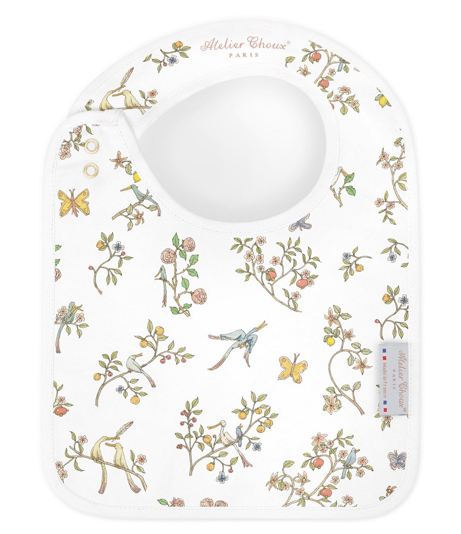 Atelier Choux Paris Organic Cotton In Bloom Reversible Satin Bib