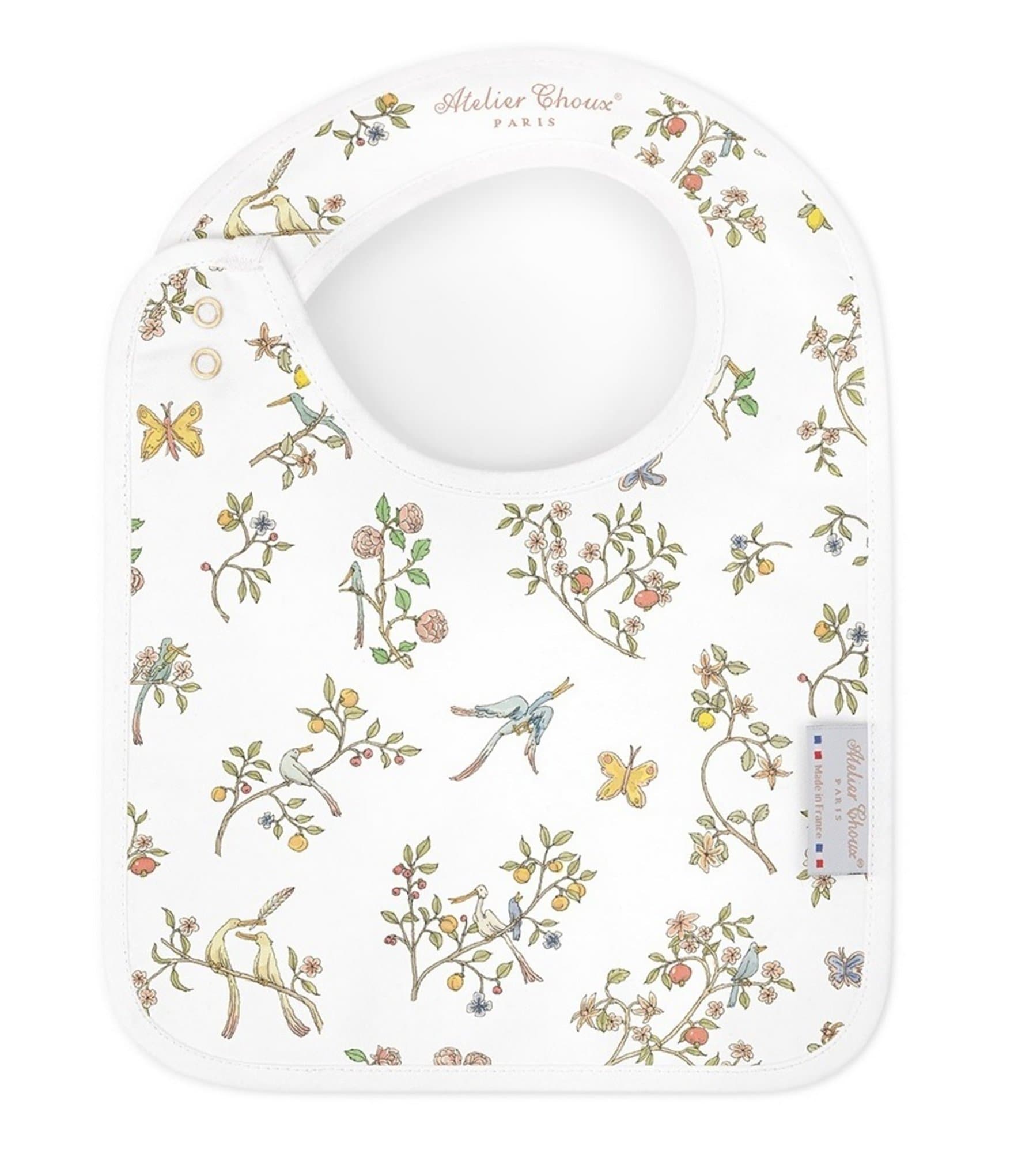 Atelier Choux Paris Organic Cotton In Bloom Reversible Satin Bib