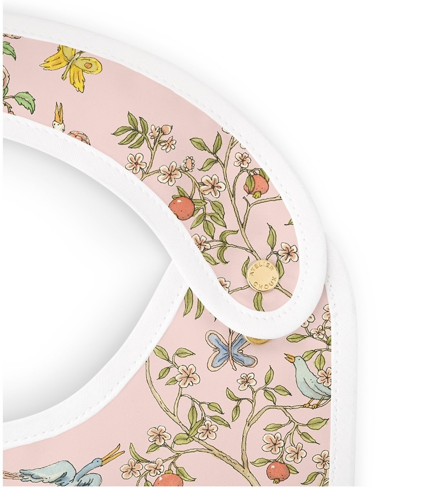 Atelier Choux Paris Organic Cotton In Bloom Reversible Satin Bib