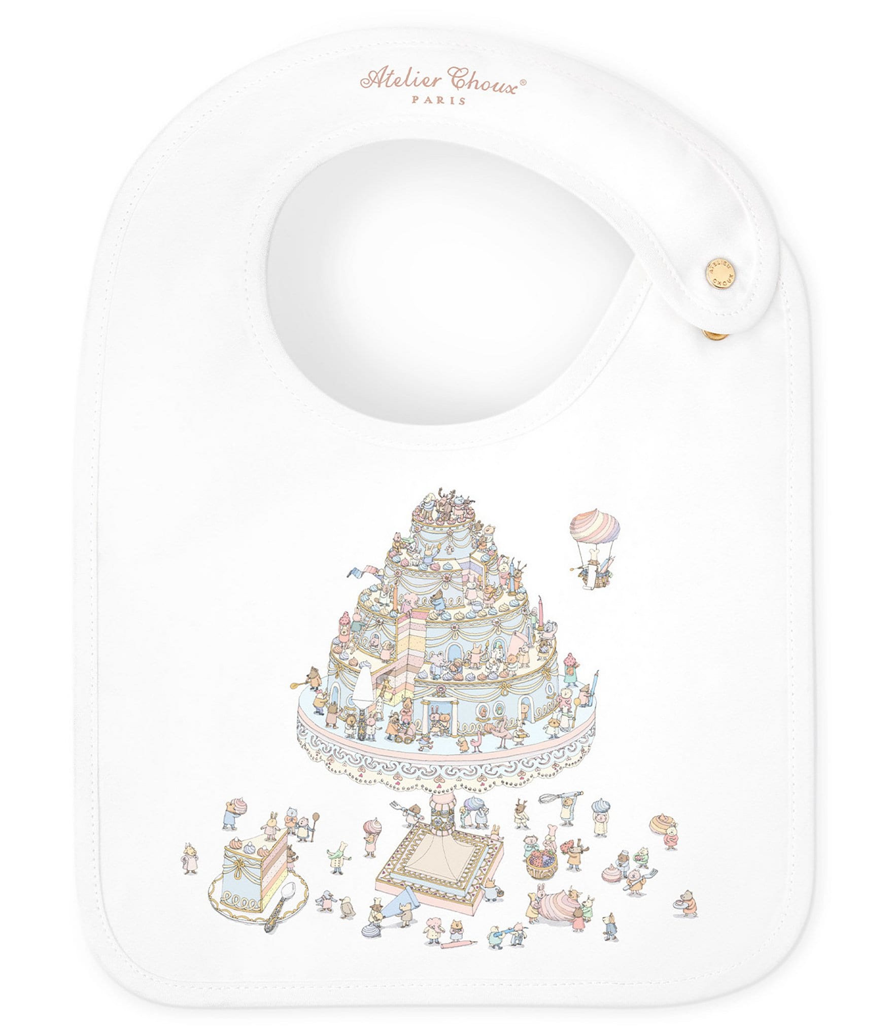 Atelier Choux Paris Organic Cotton Le Gateau Reversible Satin Bib