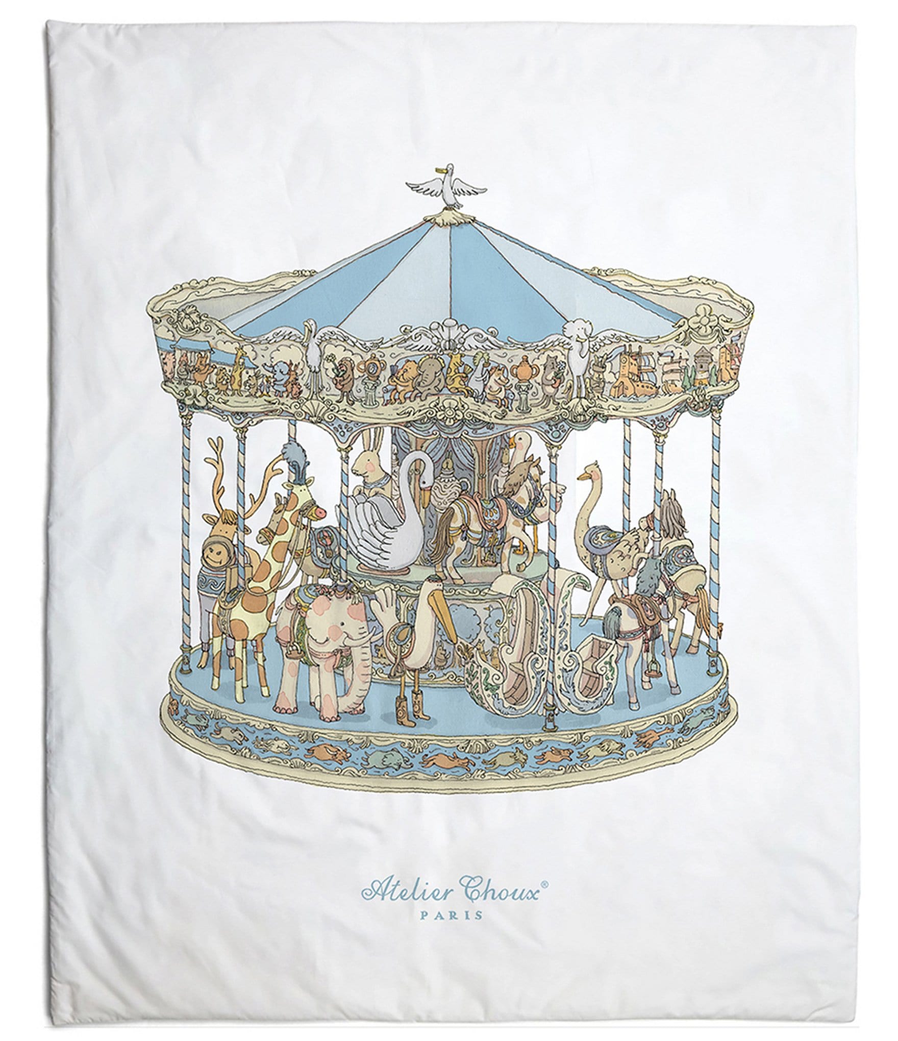 Atelier Choux Paris Reversible Quilt Hot Air Balloon/Carousel Blue