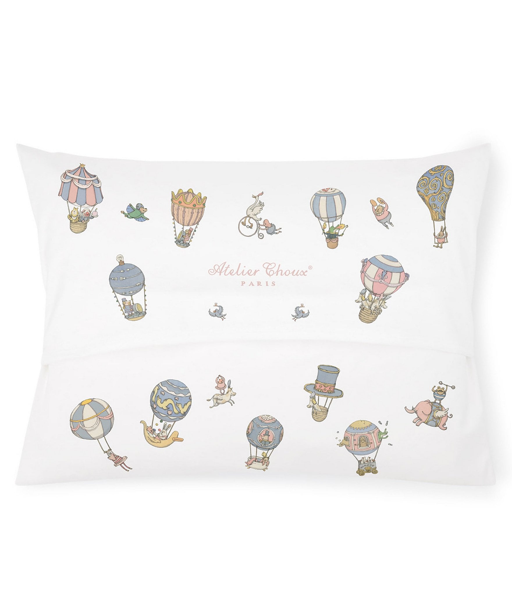 Atelier Choux Paris Satin Circus Print Decorative Nursery Pillow