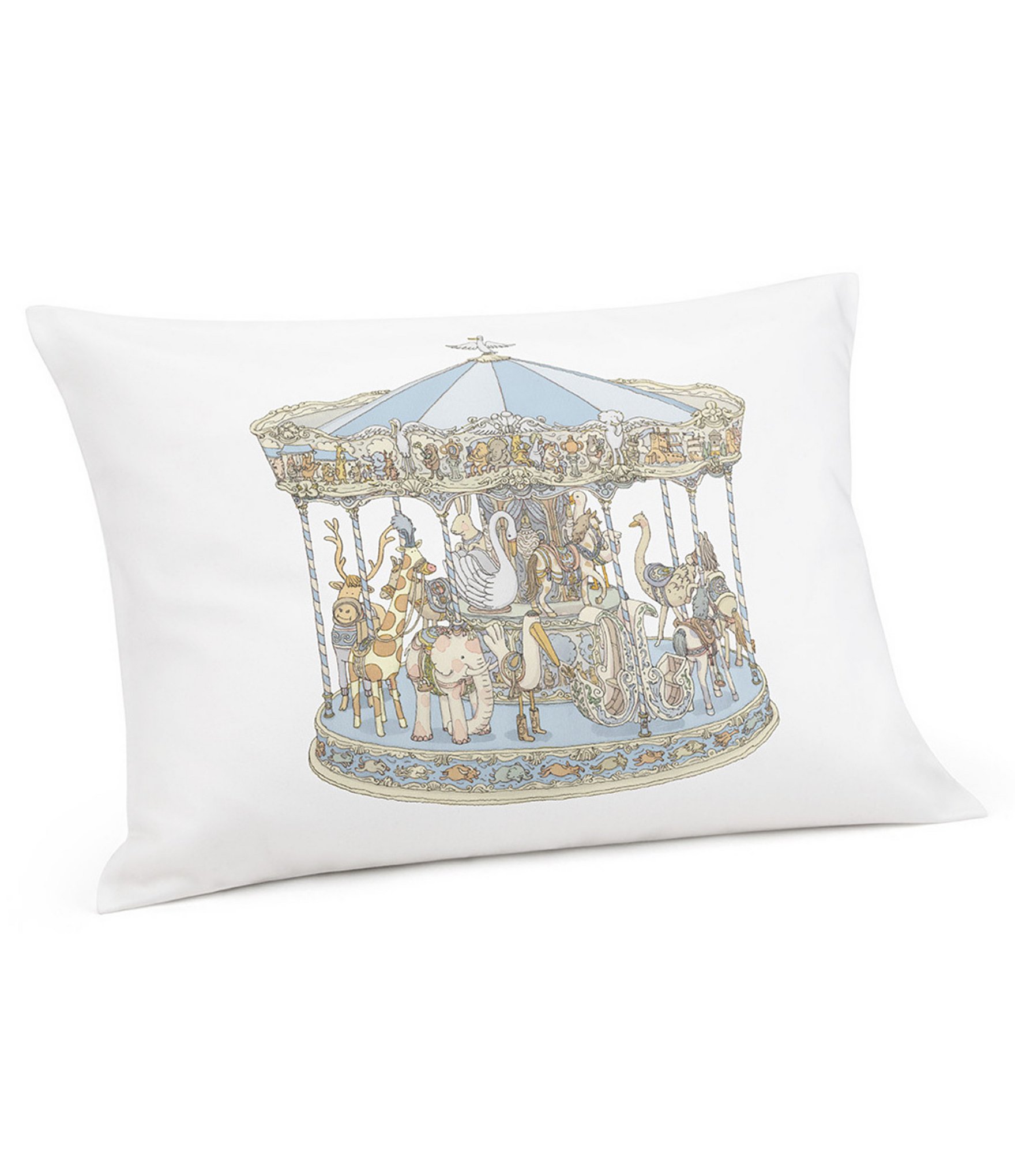 Atelier Choux Paris Satin Pink Carousel Print Decorative Nursery Pillow