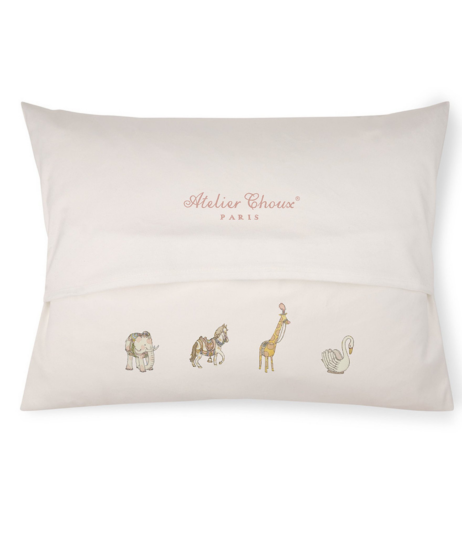 Atelier Choux Paris Satin Pink Carousel Print Decorative Nursery Pillow