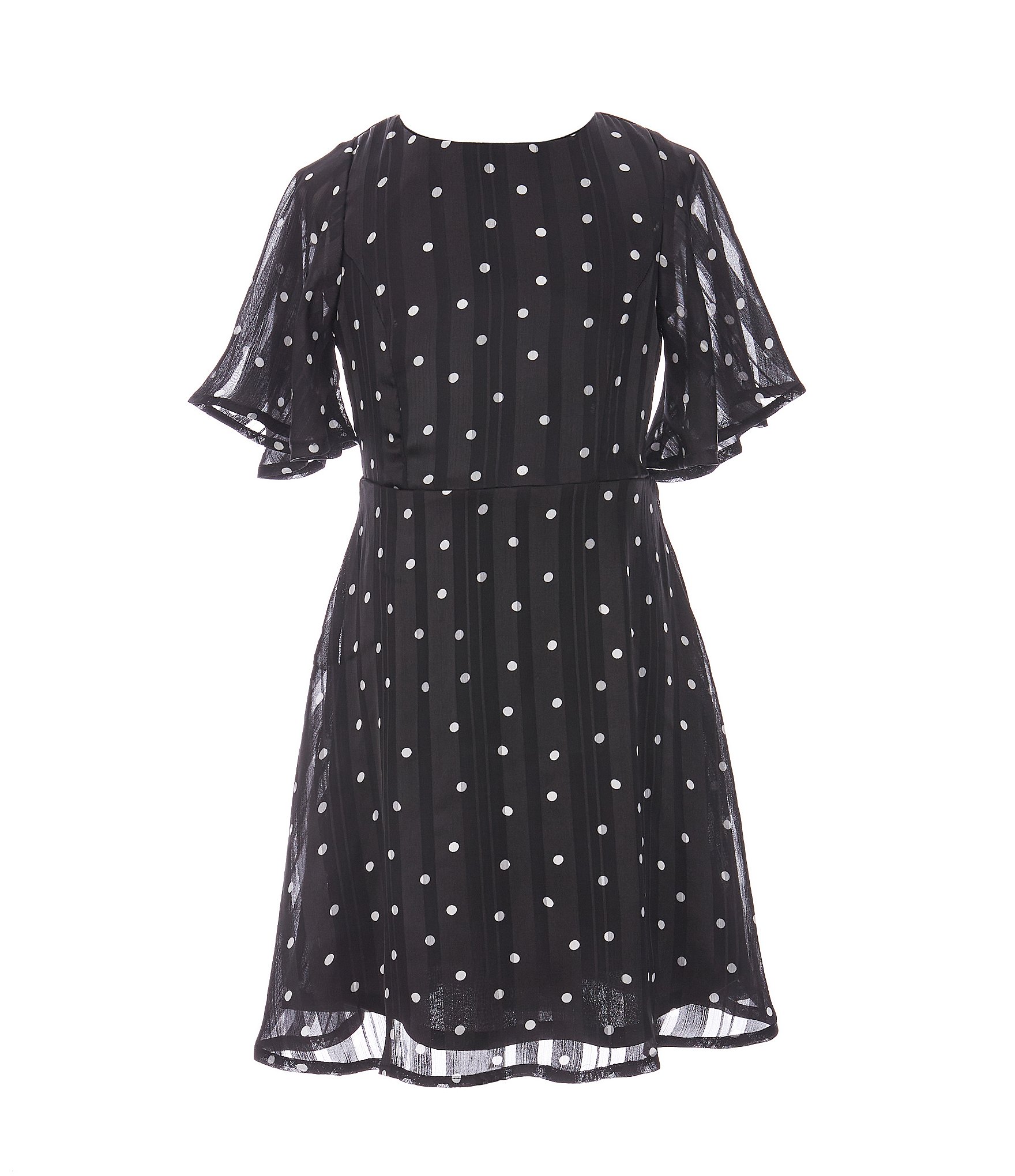 Ava & Yelly Big Girls 7-16 Flutter-Sleeve Polka-Dot A-Line Dress ...