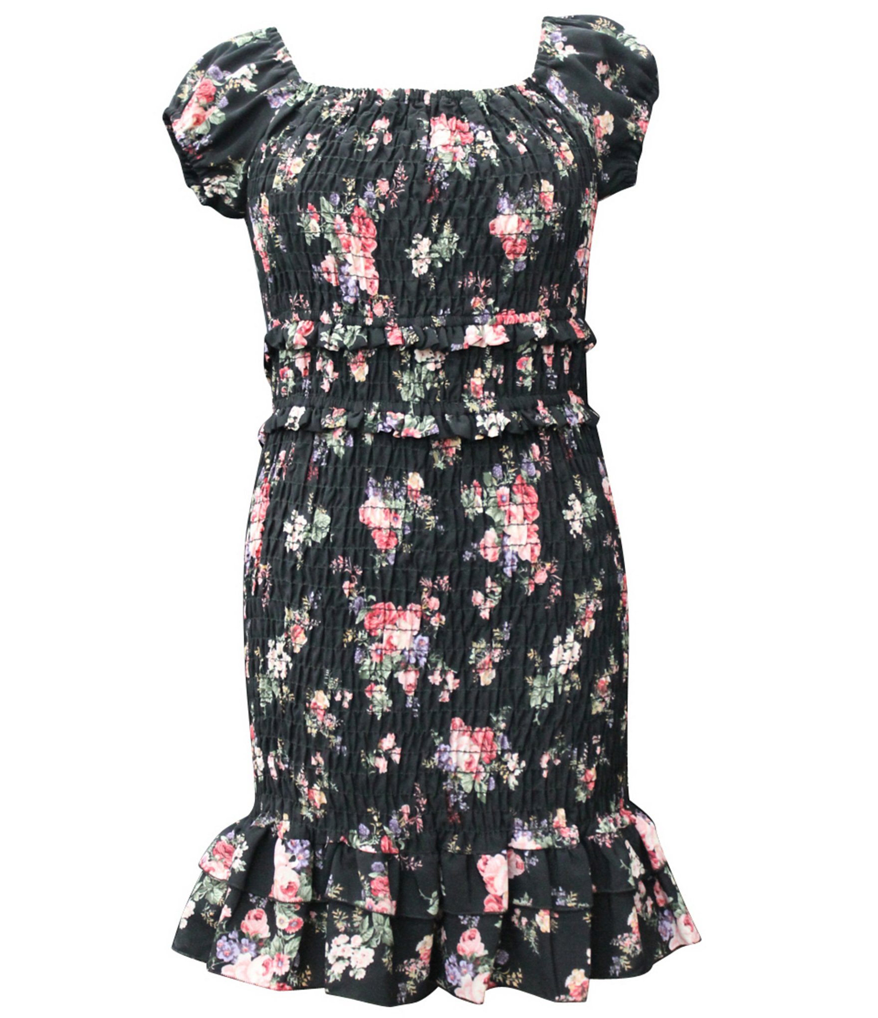 Ava & Yelly Big Girls 7-16 Short-Sleeve Floral-Printed Sheath Dress