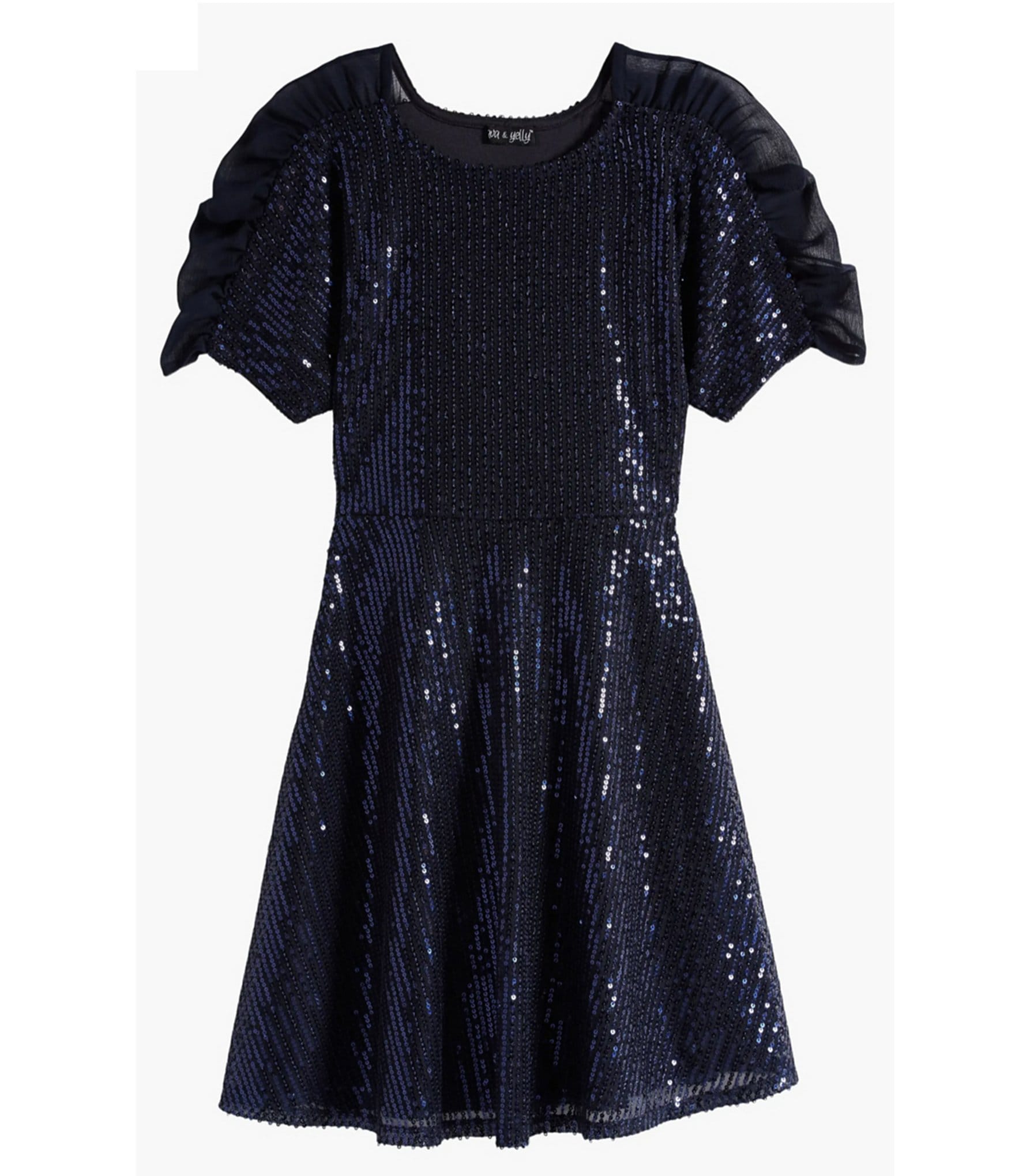 Ava & Yelly Big Girls Short Sleeve Sequin-Embellished A-Line Dress